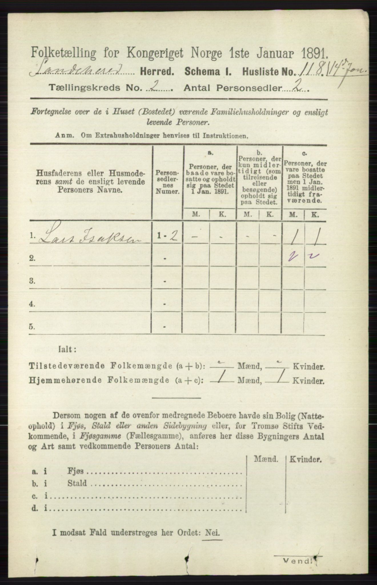 RA, Folketelling 1891 for 0724 Sandeherred herred, 1891, s. 987