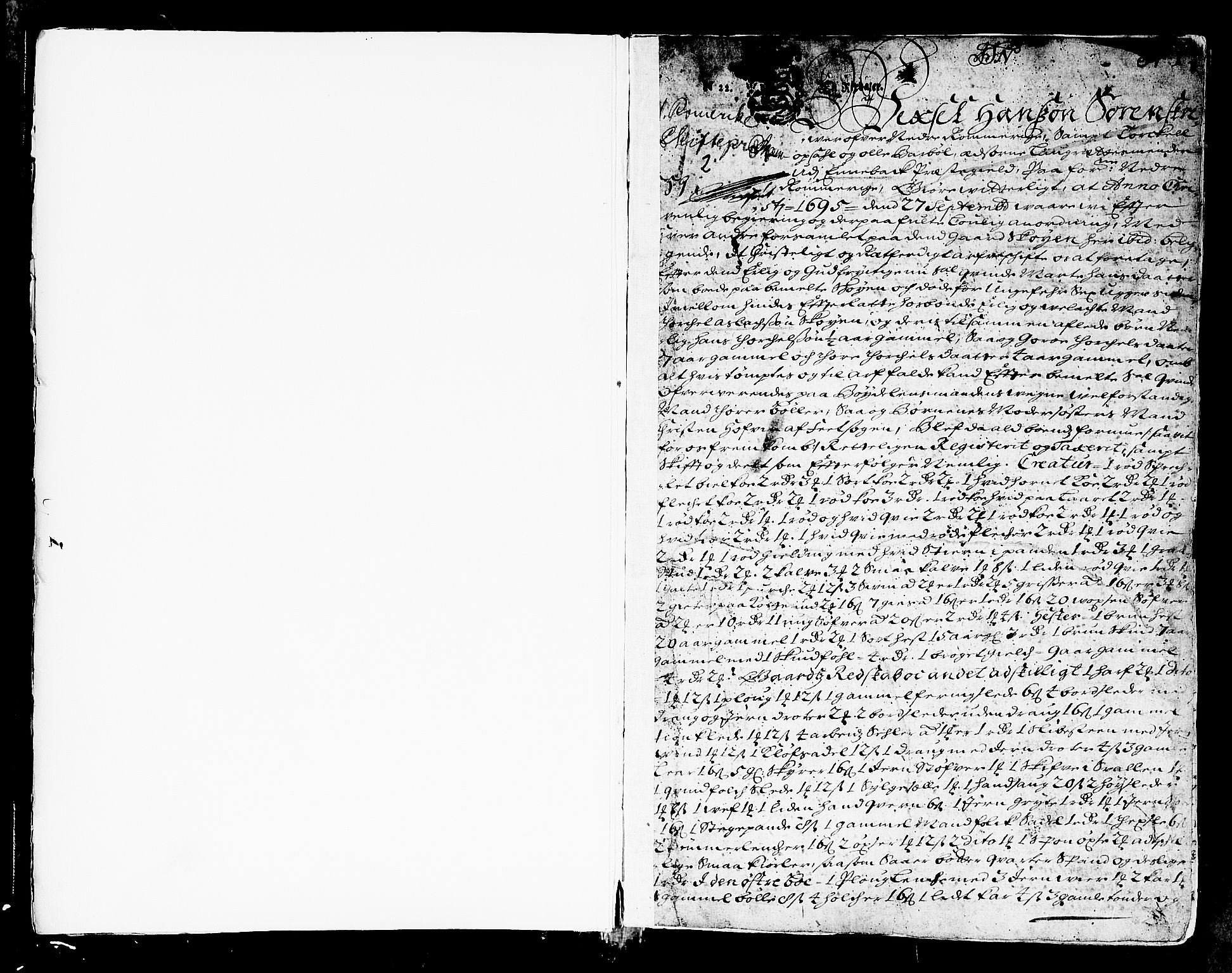Nedre Romerike sorenskriveri, SAO/A-10469/H/Hd/Hda/L0002: Skifteprotokoll, 1695-1711, s. 1b-2a