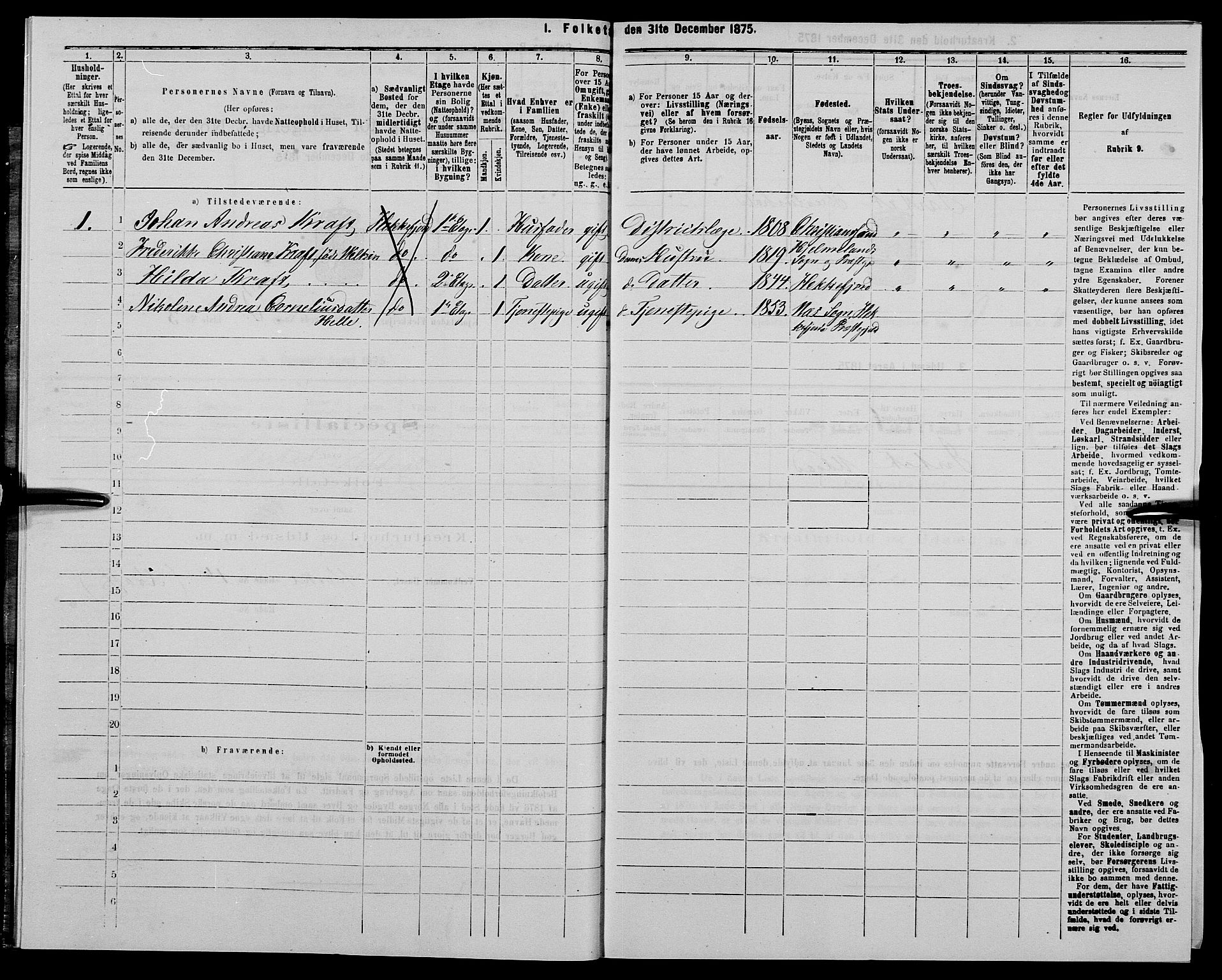 SAK, Folketelling 1875 for 1004B Flekkefjord prestegjeld, Flekkefjord kjøpstad, 1875, s. 398