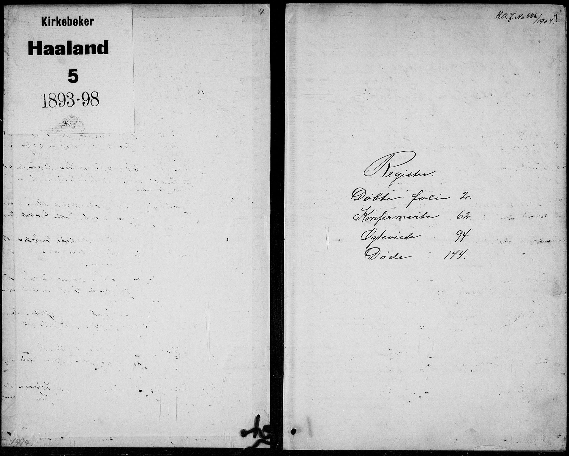 Håland sokneprestkontor, SAST/A-101802/001/30BB/L0004: Klokkerbok nr. B 4, 1893-1898, s. 1