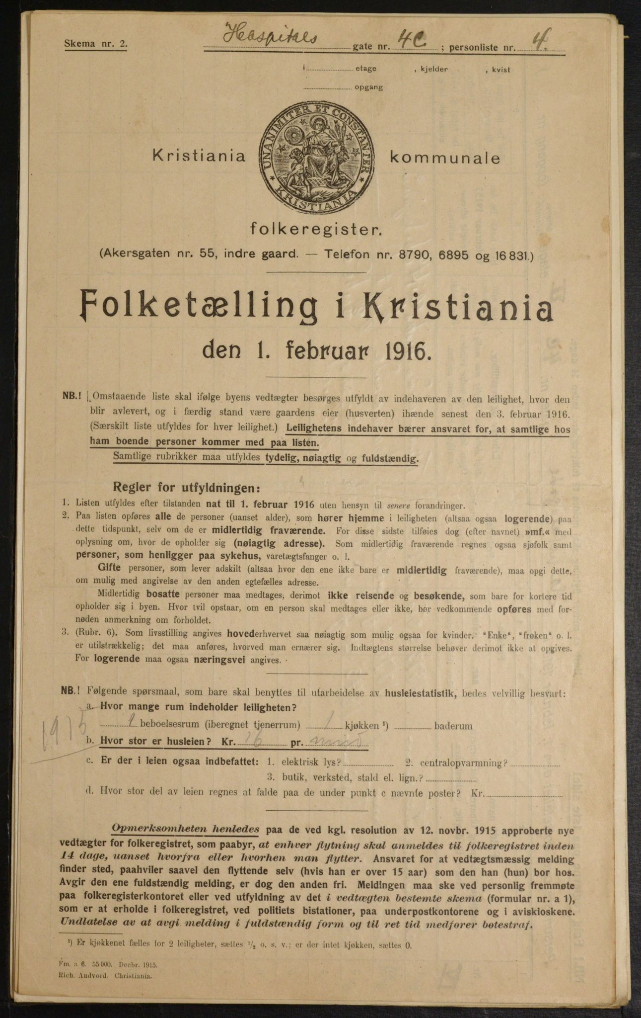 OBA, Kommunal folketelling 1.2.1916 for Kristiania, 1916, s. 42113