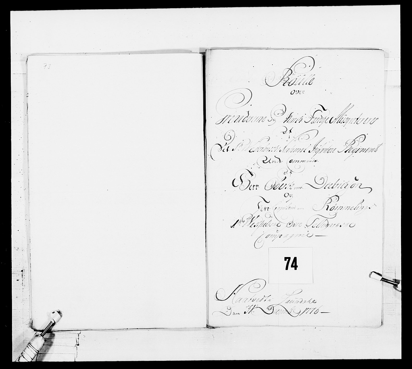 Generalitets- og kommissariatskollegiet, Det kongelige norske kommissariatskollegium, RA/EA-5420/E/Eh/L0101: 1. Vesterlenske nasjonale infanteriregiment, 1766-1777, s. 525