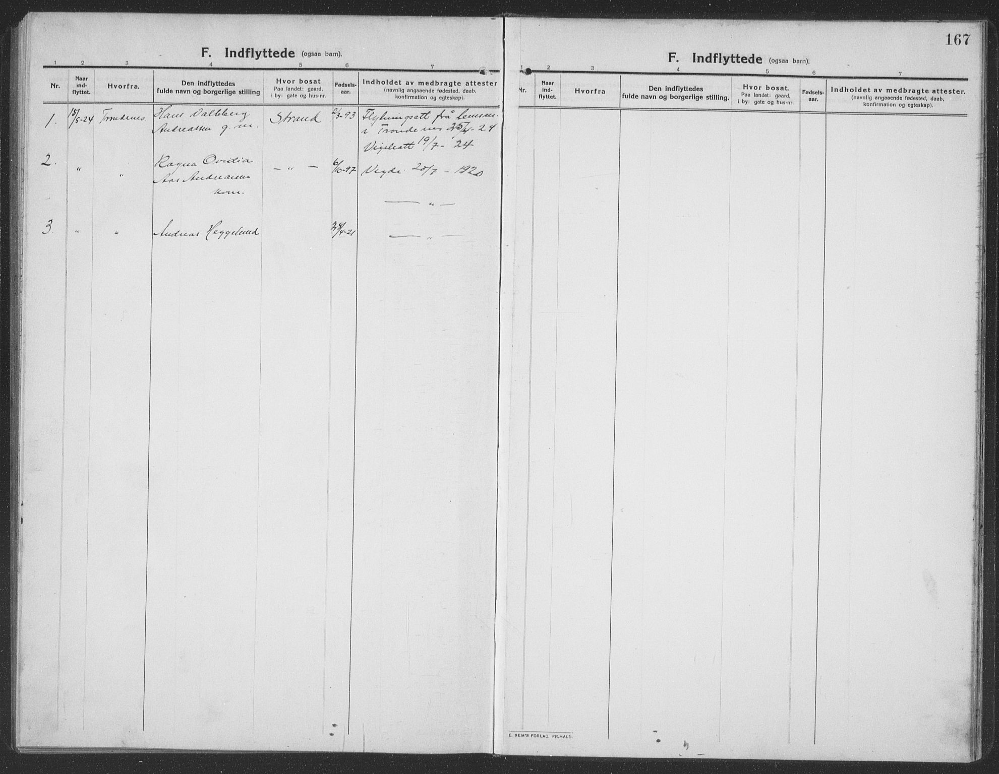 Ministerialprotokoller, klokkerbøker og fødselsregistre - Møre og Romsdal, SAT/A-1454/512/L0169: Klokkerbok nr. 512C01, 1910-1935, s. 167