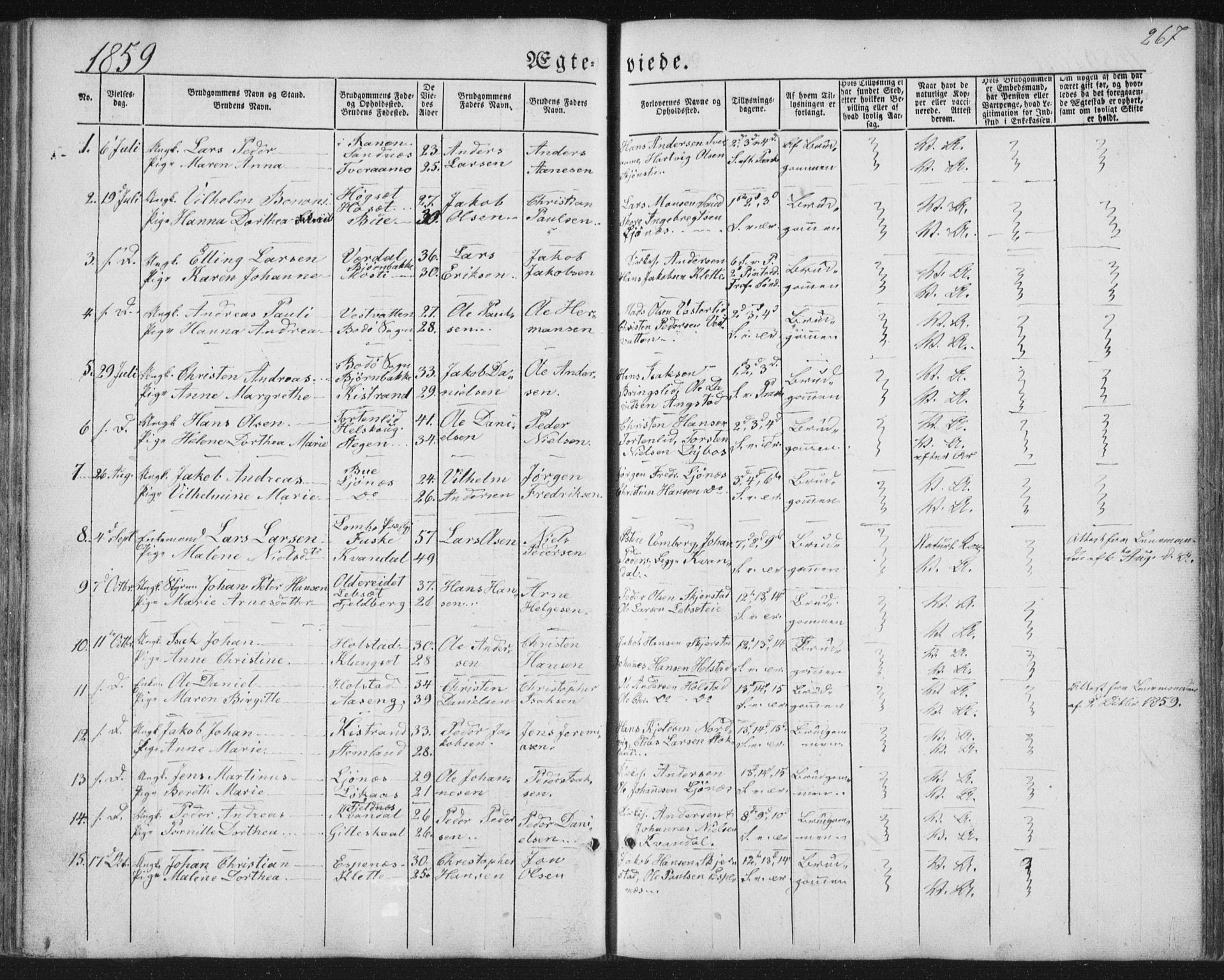 Ministerialprotokoller, klokkerbøker og fødselsregistre - Nordland, AV/SAT-A-1459/852/L0738: Ministerialbok nr. 852A08, 1849-1865, s. 267