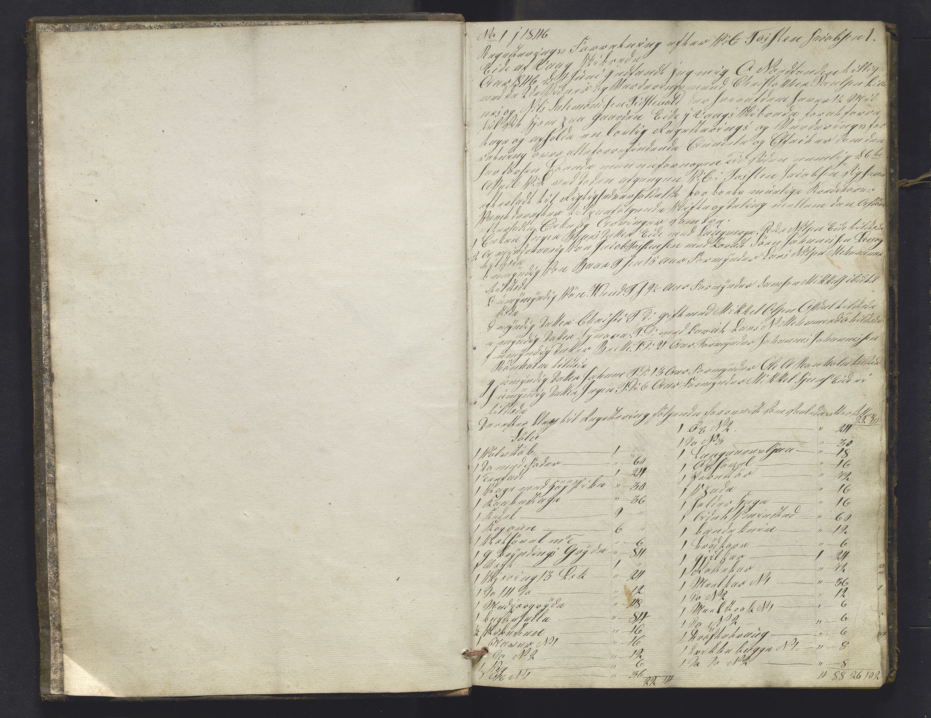 Lensmannen i Sund og Austevoll, AV/SAB-A-35201/0006/L0008: Registreringsprotokoll, 1846-1860, s. 1a