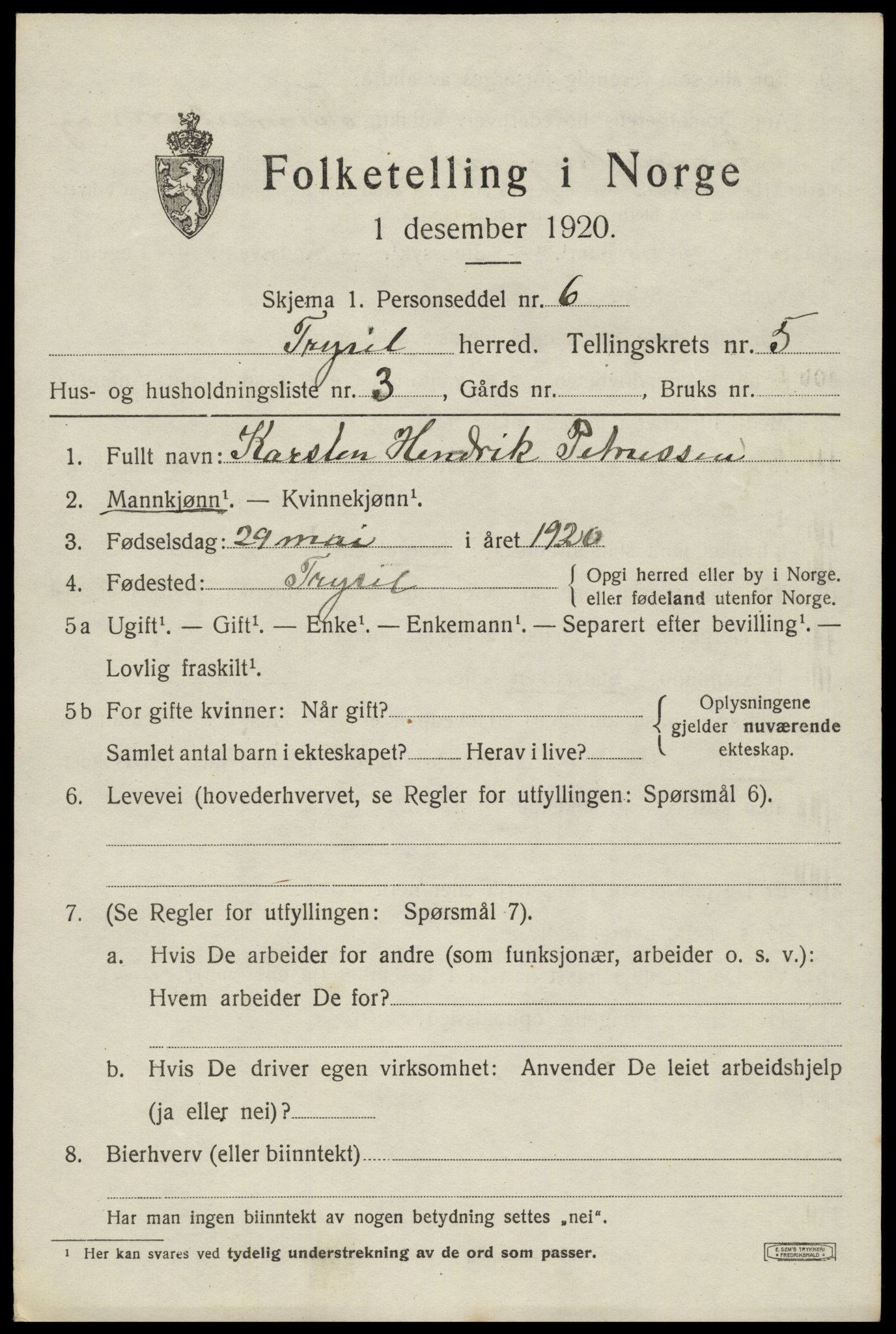 SAH, Folketelling 1920 for 0428 Trysil herred, 1920, s. 4349