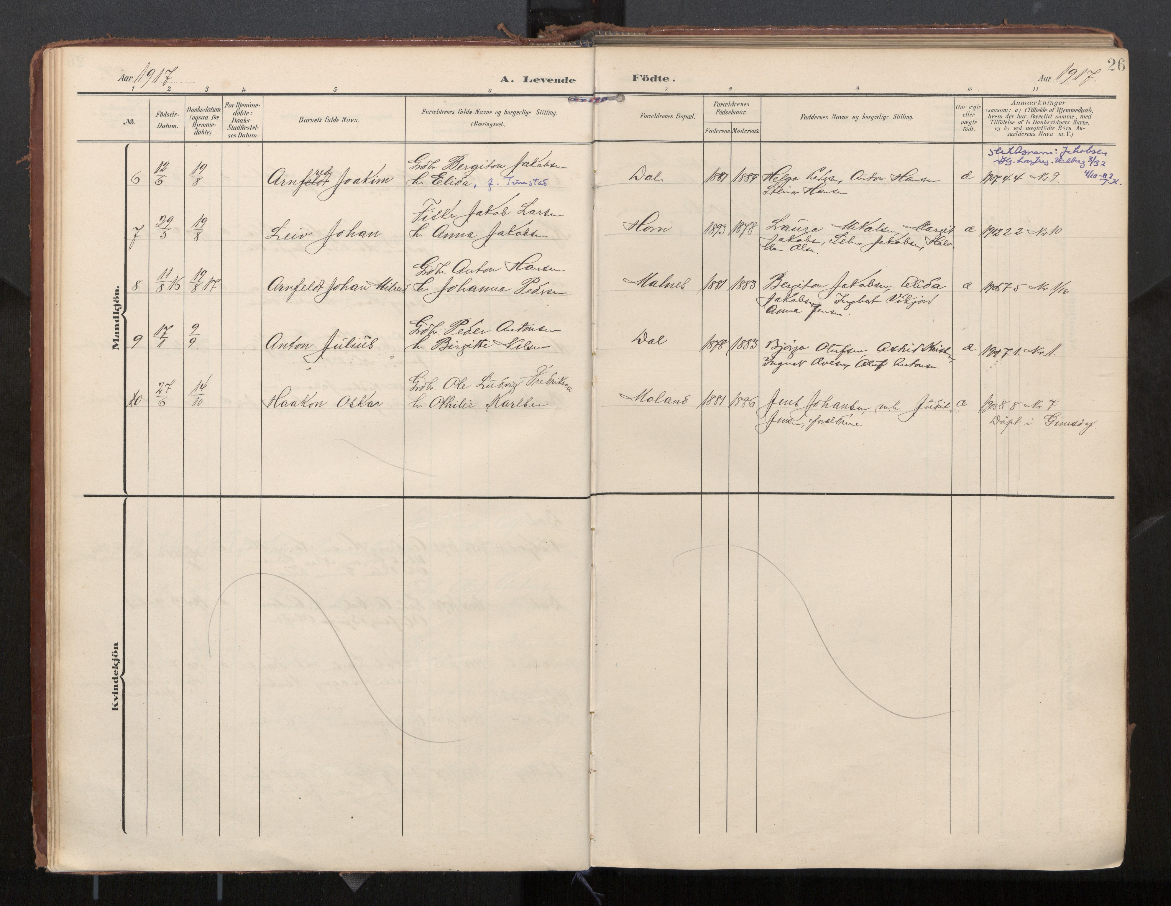 Ministerialprotokoller, klokkerbøker og fødselsregistre - Nordland, AV/SAT-A-1459/884/L1194: Ministerialbok nr. 884A02, 1906-1937, s. 26