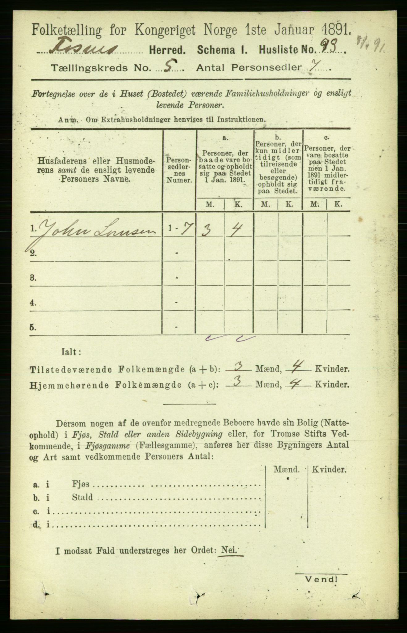 RA, Folketelling 1891 for 1748 Fosnes herred, 1891, s. 1985
