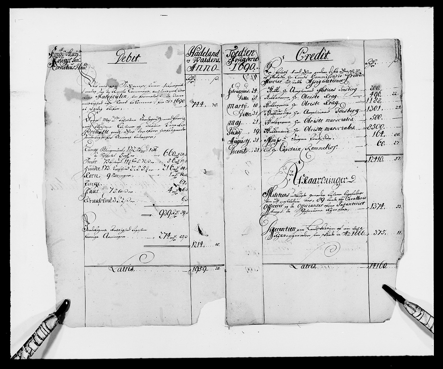 Rentekammeret inntil 1814, Reviderte regnskaper, Fogderegnskap, RA/EA-4092/R18/L1289: Fogderegnskap Hadeland, Toten og Valdres, 1690, s. 3