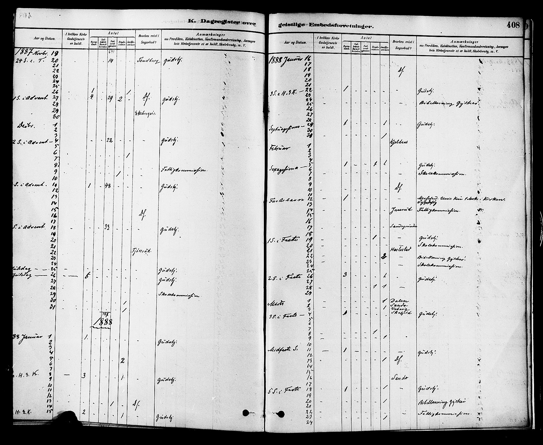 Sande Kirkebøker, AV/SAKO-A-53/F/Fa/L0006: Ministerialbok nr. 6, 1878-1888, s. 408