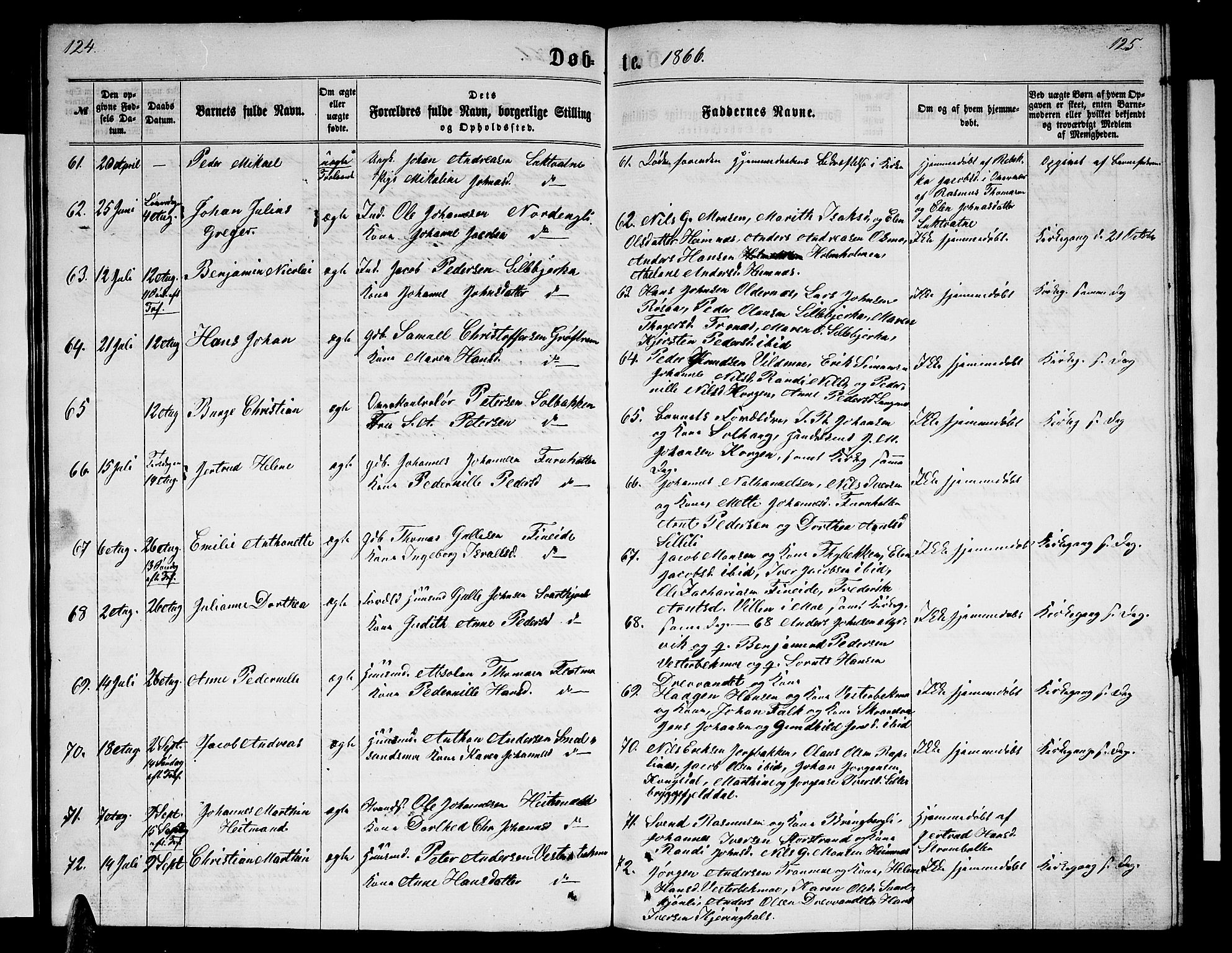 Ministerialprotokoller, klokkerbøker og fødselsregistre - Nordland, AV/SAT-A-1459/825/L0365: Klokkerbok nr. 825C02, 1858-1873, s. 124-125