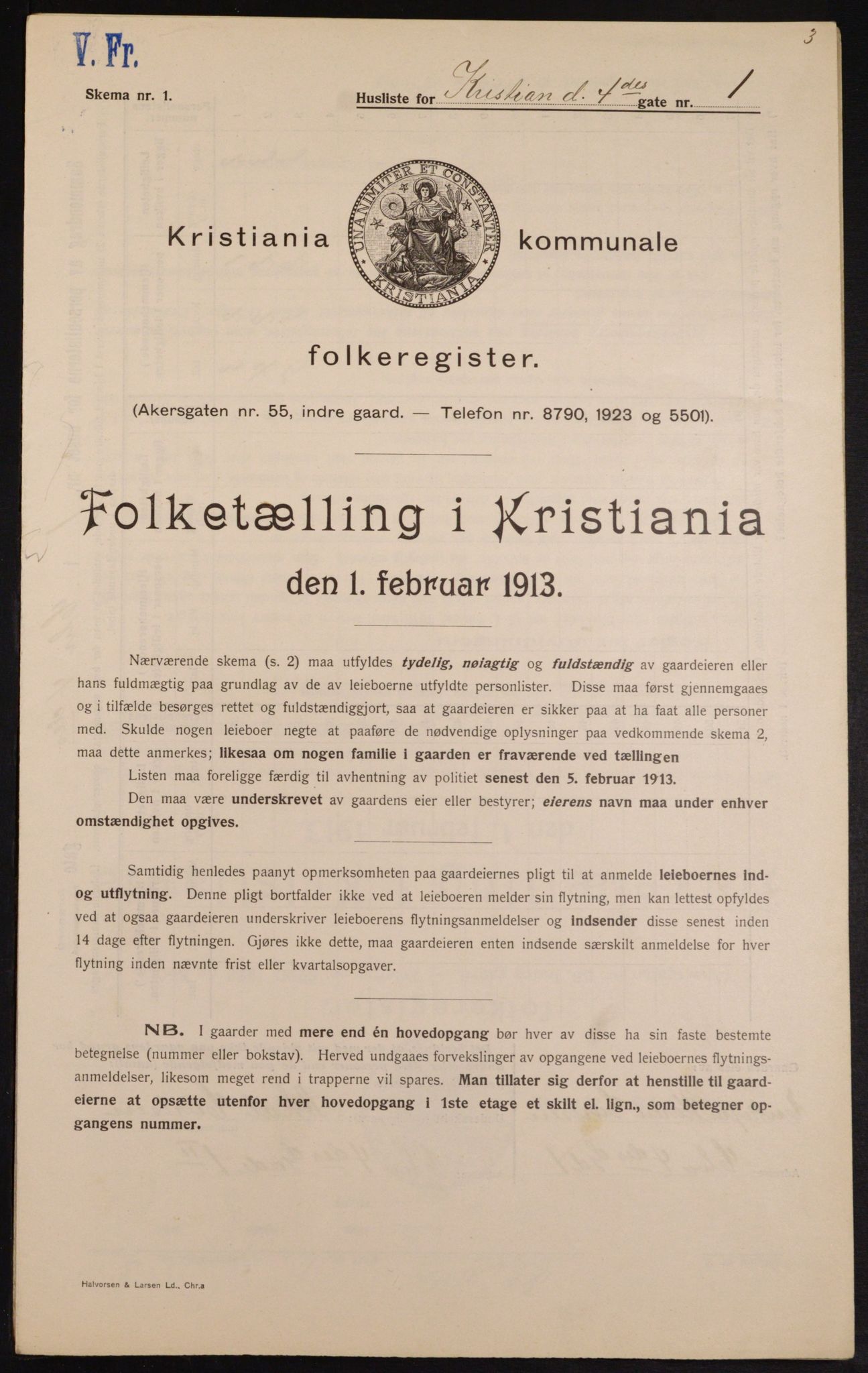 OBA, Kommunal folketelling 1.2.1913 for Kristiania, 1913, s. 53835
