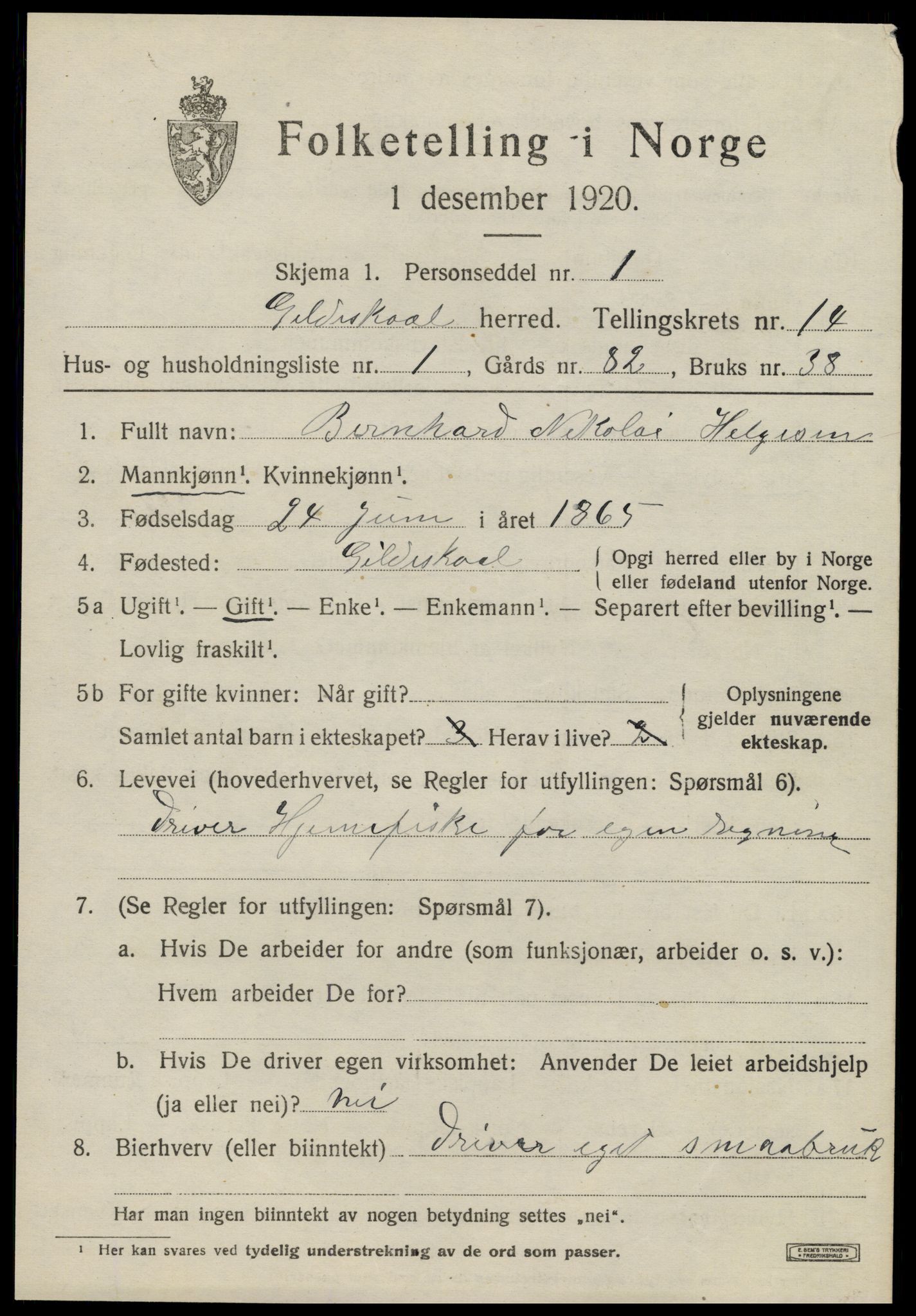 SAT, Folketelling 1920 for 1838 Gildeskål herred, 1920, s. 8936