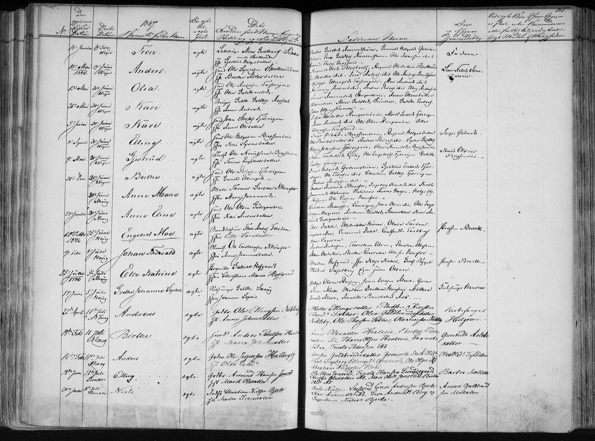 Norderhov kirkebøker, AV/SAKO-A-237/F/Fa/L0010: Ministerialbok nr. 10, 1837-1847, s. 181