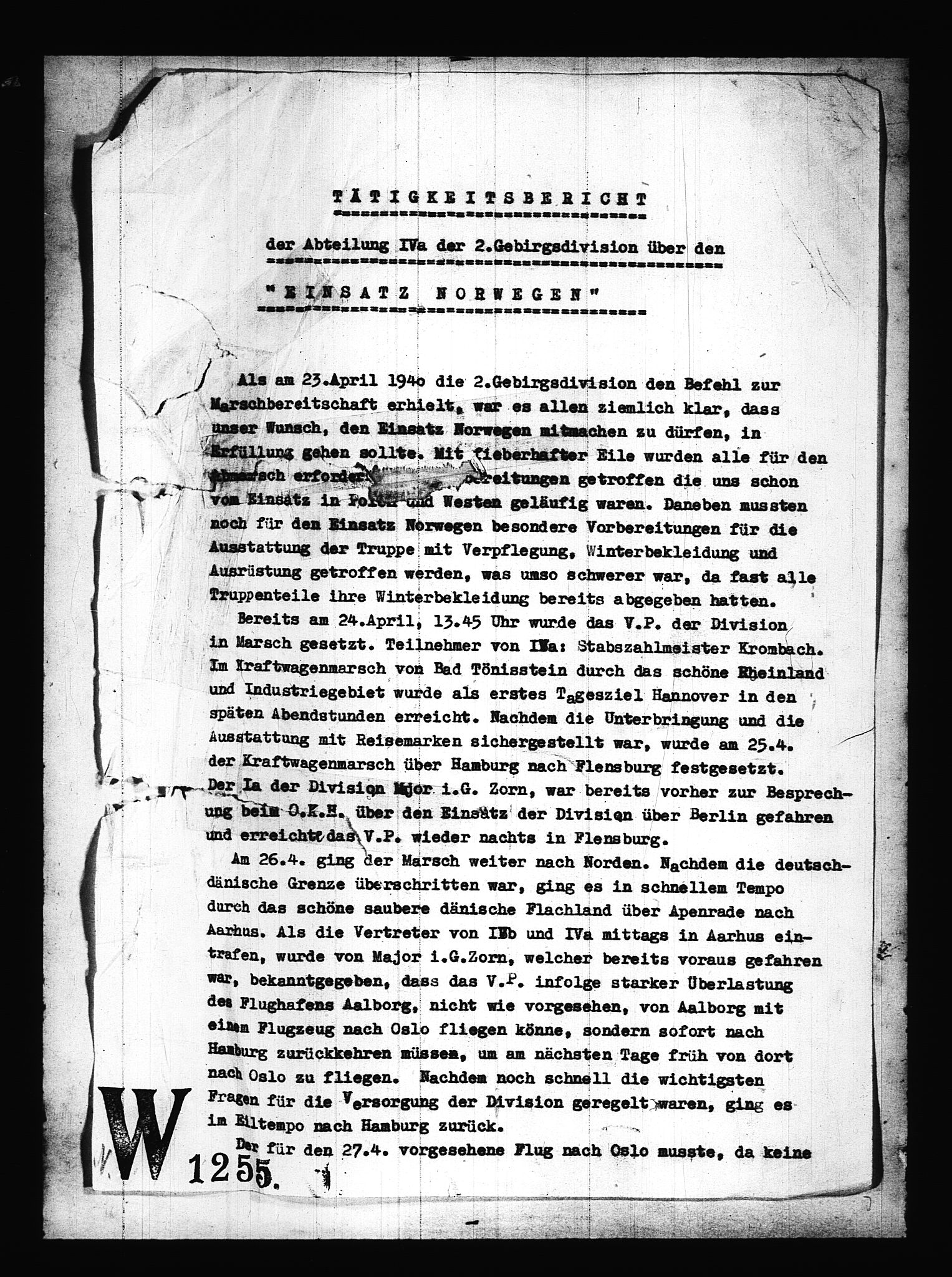 Documents Section, RA/RAFA-2200/V/L0086: Amerikansk mikrofilm "Captured German Documents".
Box No. 725.  FKA jnr. 601/1954., 1940, s. 25