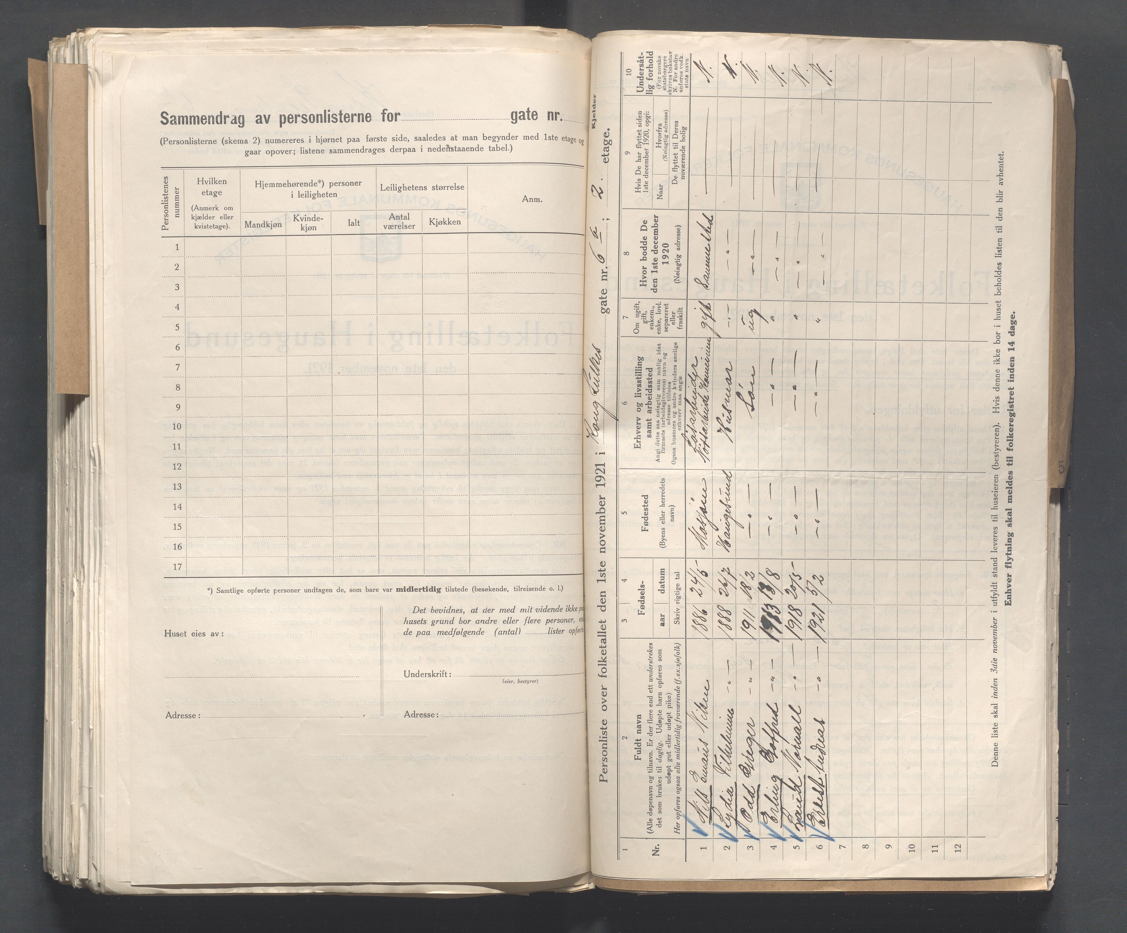 IKAR, Kommunal folketelling 1.11.1921 for Haugesund, 1921, s. 2953