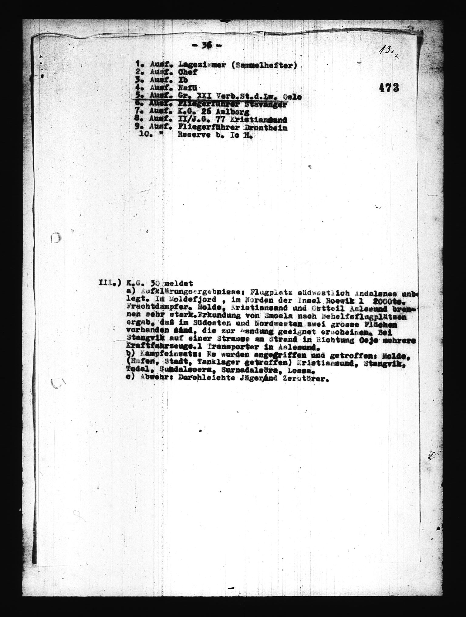 Documents Section, AV/RA-RAFA-2200/V/L0076: Amerikansk mikrofilm "Captured German Documents".
Box No. 715.  FKA jnr. 619/1954., 1940, s. 672