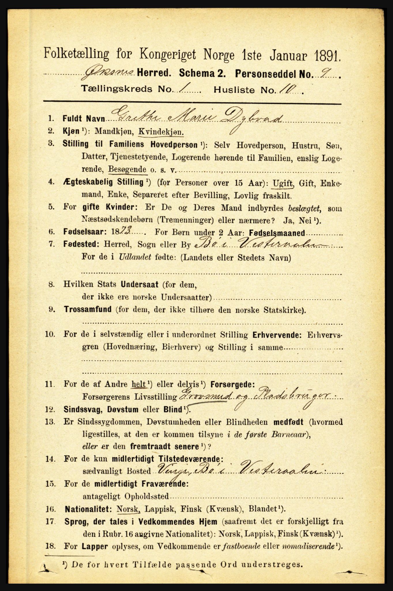 RA, Folketelling 1891 for 1868 Øksnes herred, 1891, s. 146