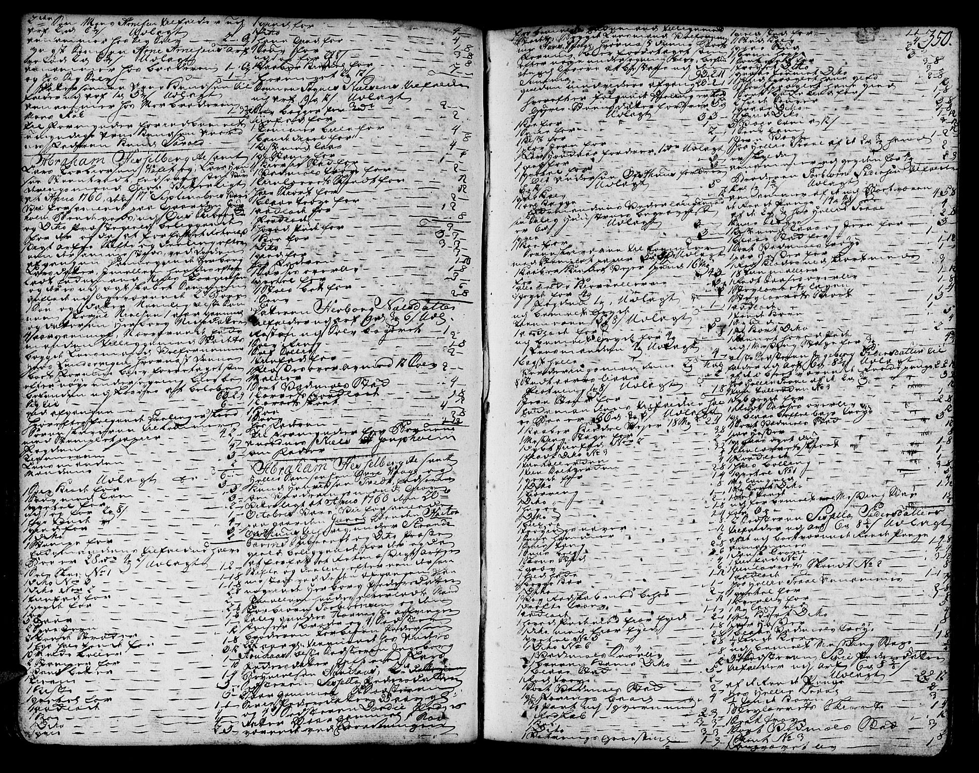 Sunnhordland sorenskrivar, SAB/A-2401/1/H/Ha/Haa/L0007: Skifteprotokollar. Register på lesesal. Fol. 901- ut, 1760-1765, s. 349b-350a