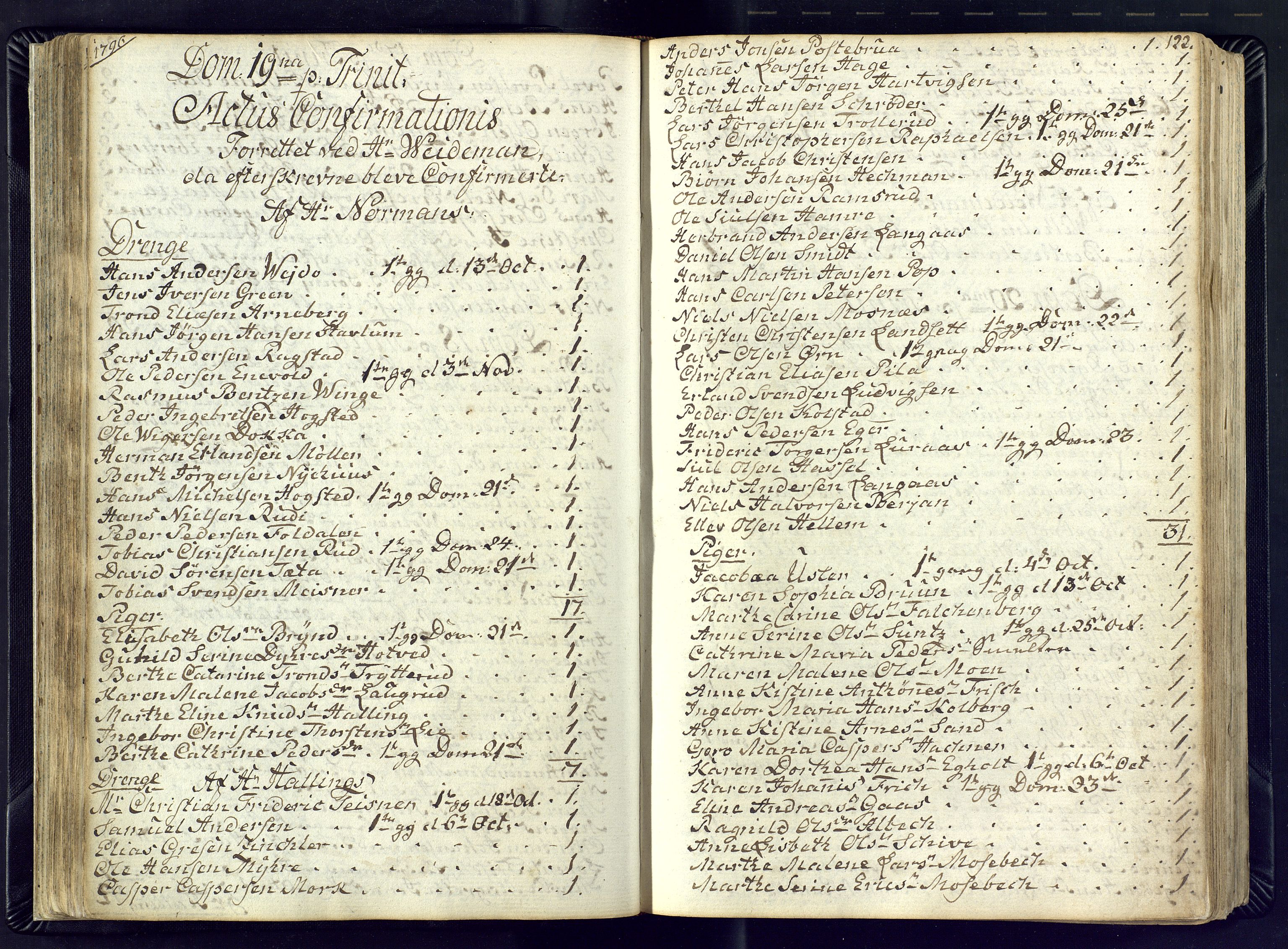 Kongsberg kirkebøker, SAKO/A-22/M/Ma/L0012: Kommunikantprotokoll nr. 12, 1794-1800, s. 122