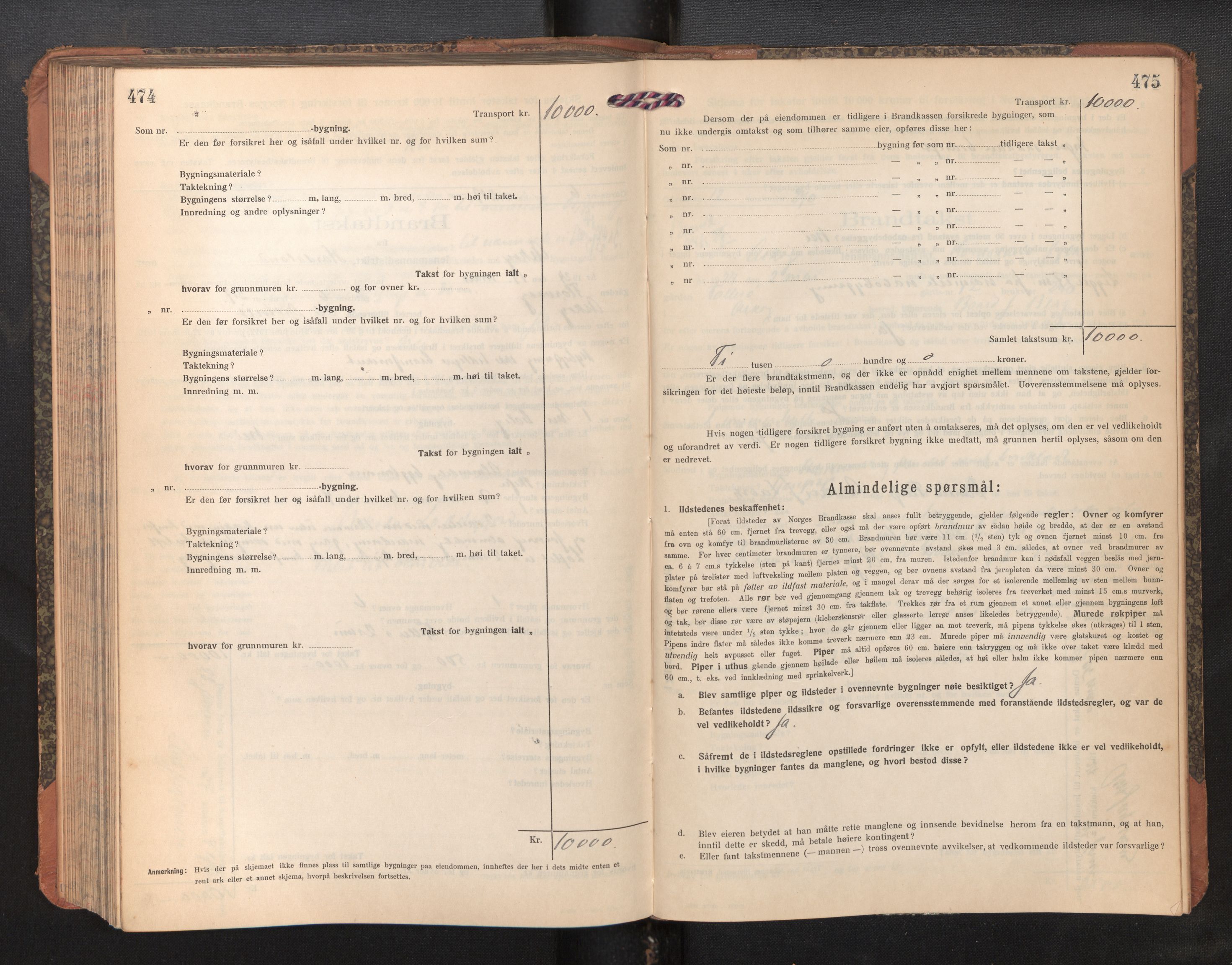 Lensmannen i Askøy, AV/SAB-A-31001/0012/L0008: Branntakstprotokoll, skjematakst, 1919-1927, s. 474-475