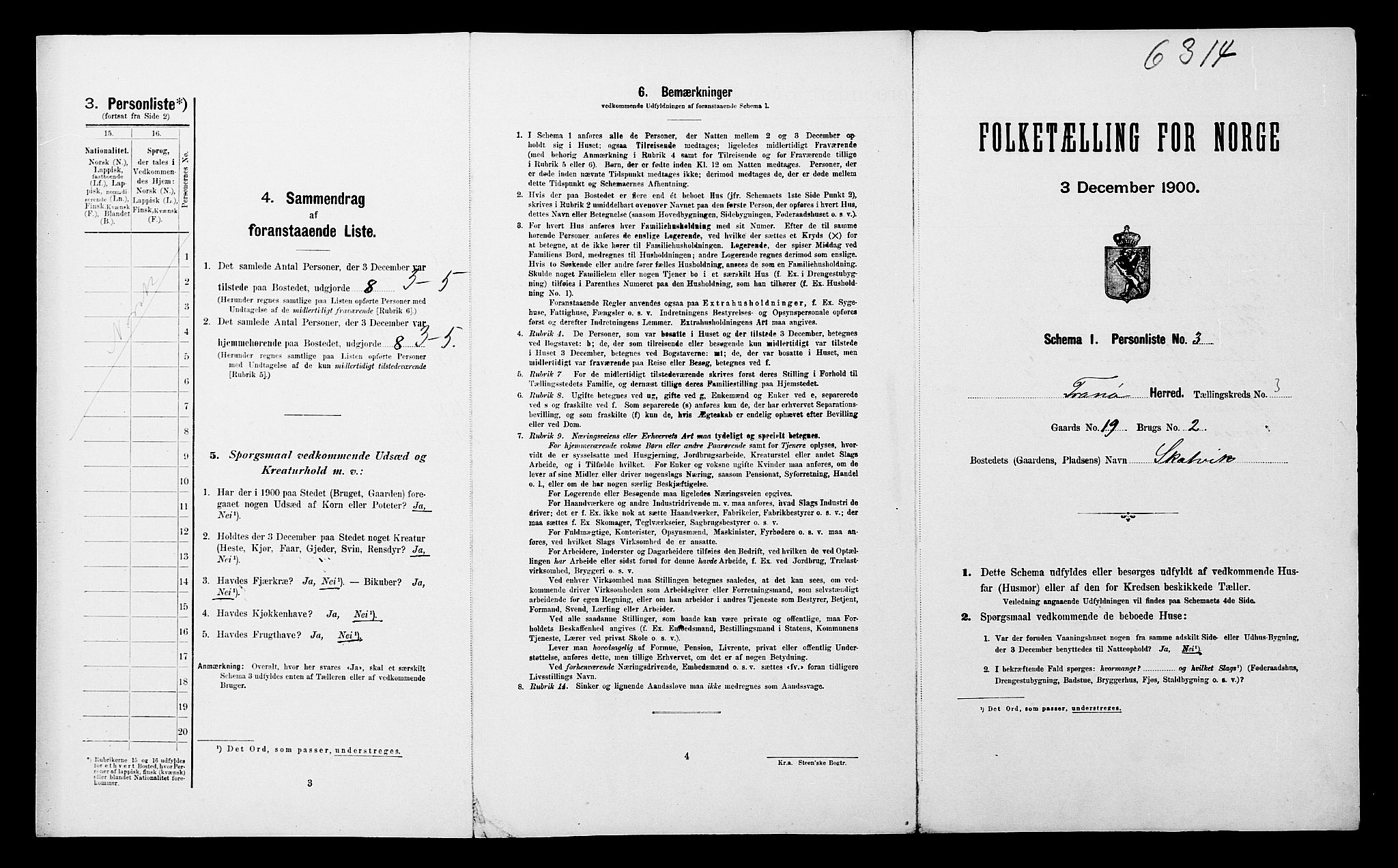 SATØ, Folketelling 1900 for 1927 Tranøy herred, 1900, s. 443