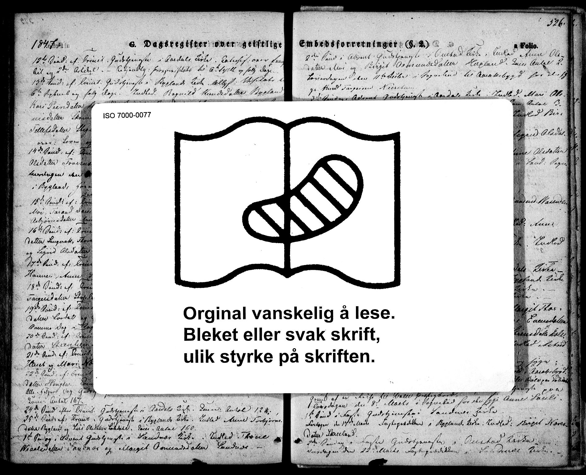 Bygland sokneprestkontor, AV/SAK-1111-0006/F/Fa/Fab/L0004: Ministerialbok nr. A 4, 1842-1858, s. 526