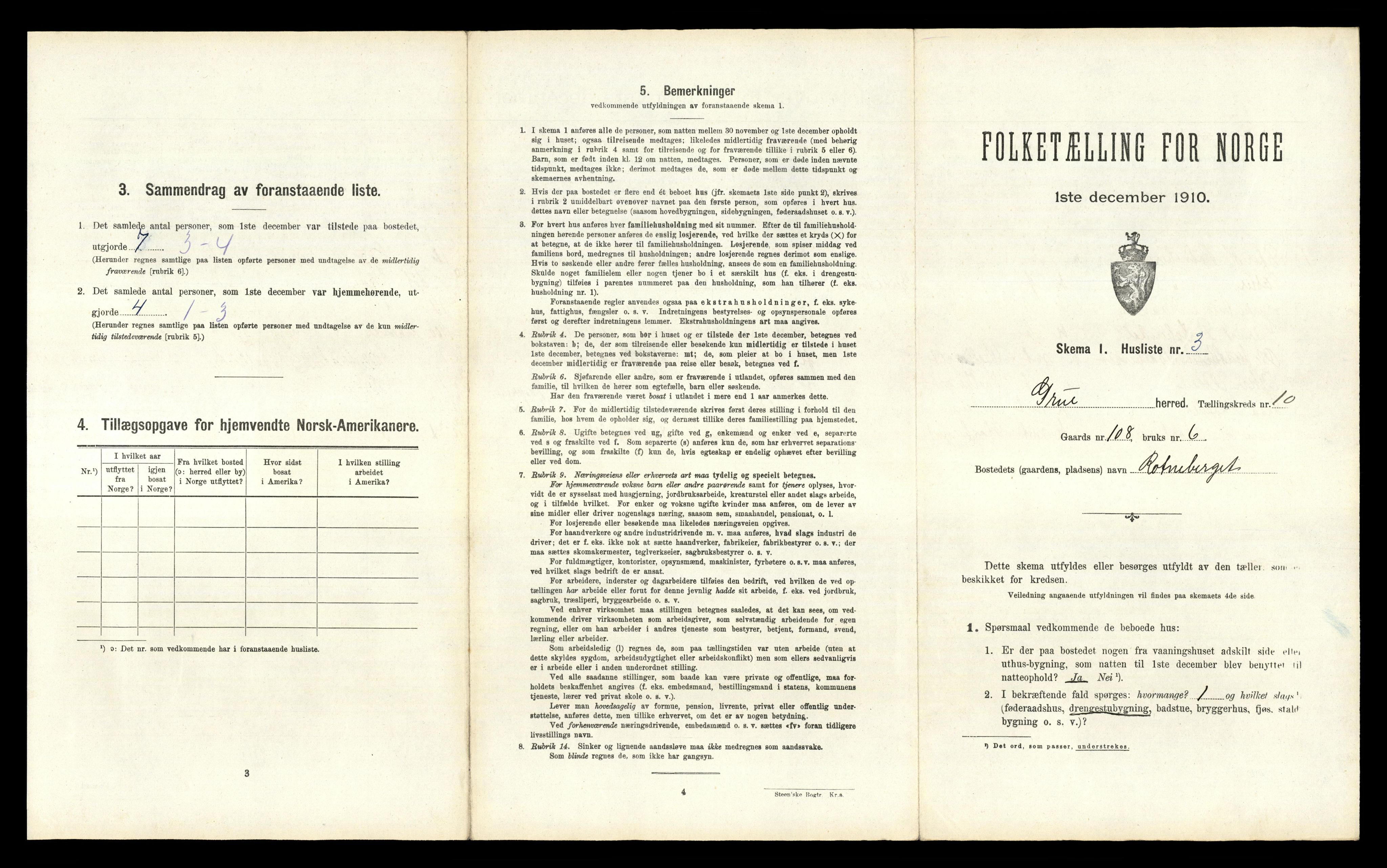 RA, Folketelling 1910 for 0423 Grue herred, 1910, s. 1399