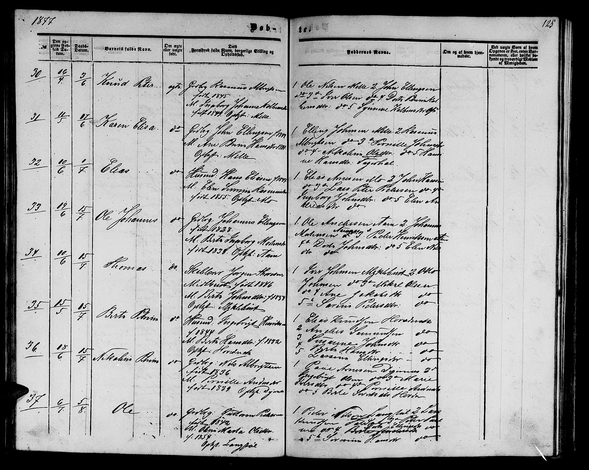 Ministerialprotokoller, klokkerbøker og fødselsregistre - Møre og Romsdal, AV/SAT-A-1454/513/L0188: Klokkerbok nr. 513C02, 1865-1882, s. 125