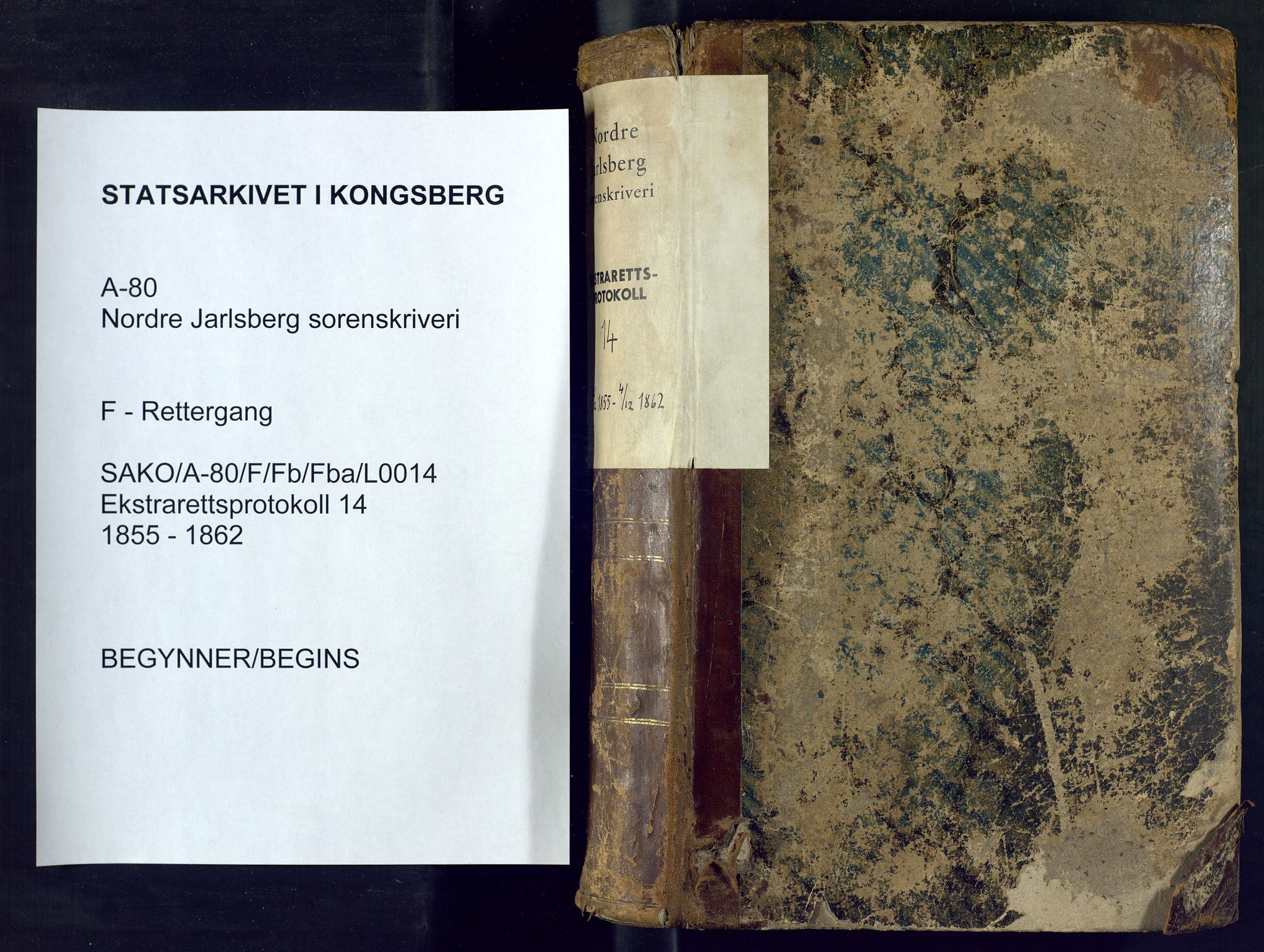 Nordre Jarlsberg sorenskriveri, AV/SAKO-A-80/F/Fb/Fba/L0014: Ekstrarettsprotokoll, 1855-1862