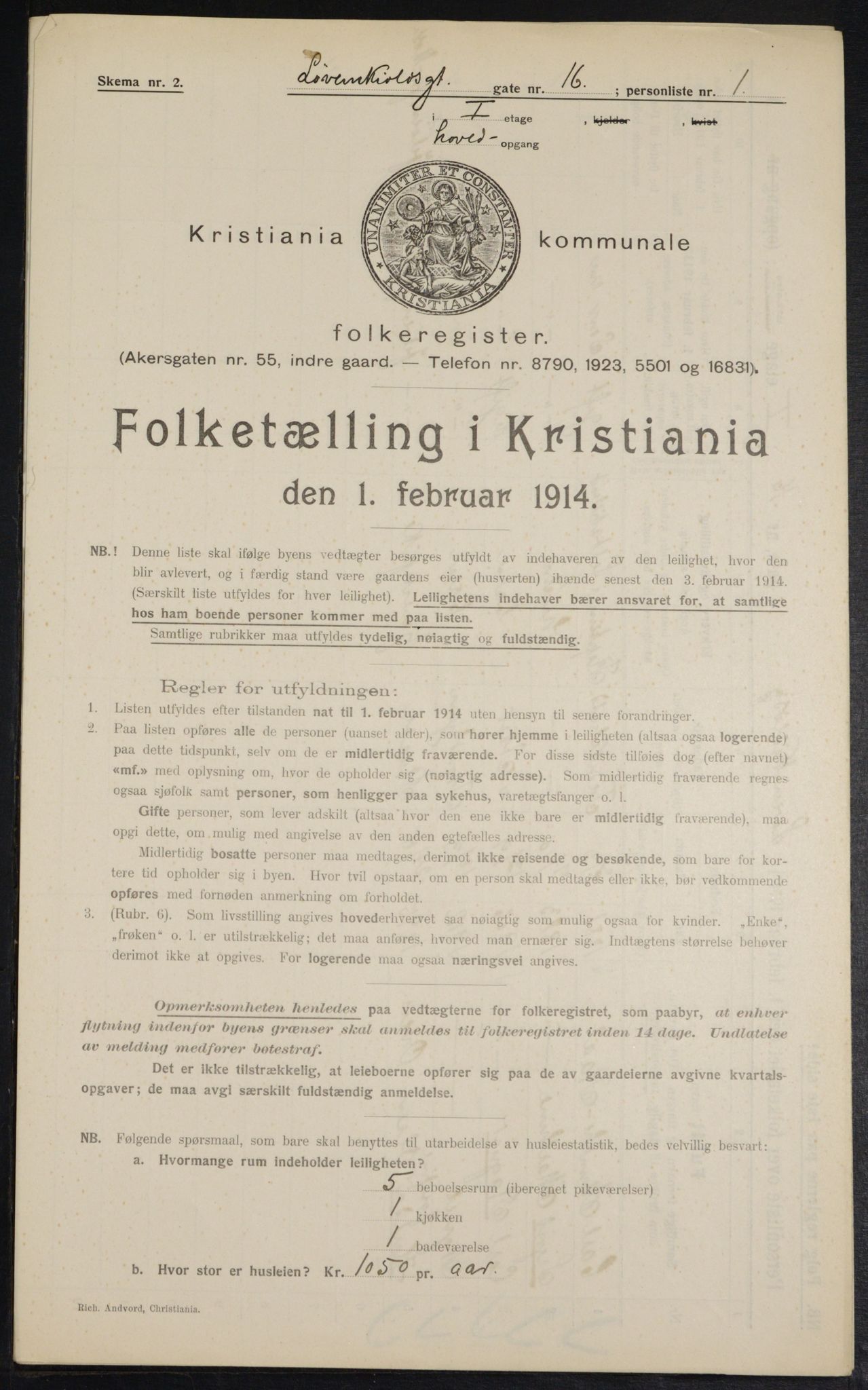 OBA, Kommunal folketelling 1.2.1914 for Kristiania, 1914, s. 58980