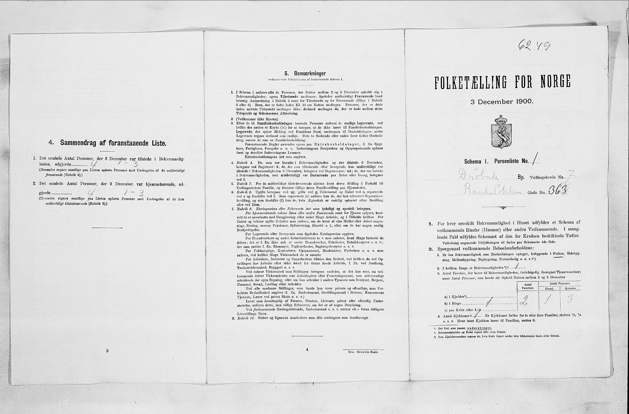 SAO, Folketelling 1900 for 0203 Drøbak kjøpstad, 1900