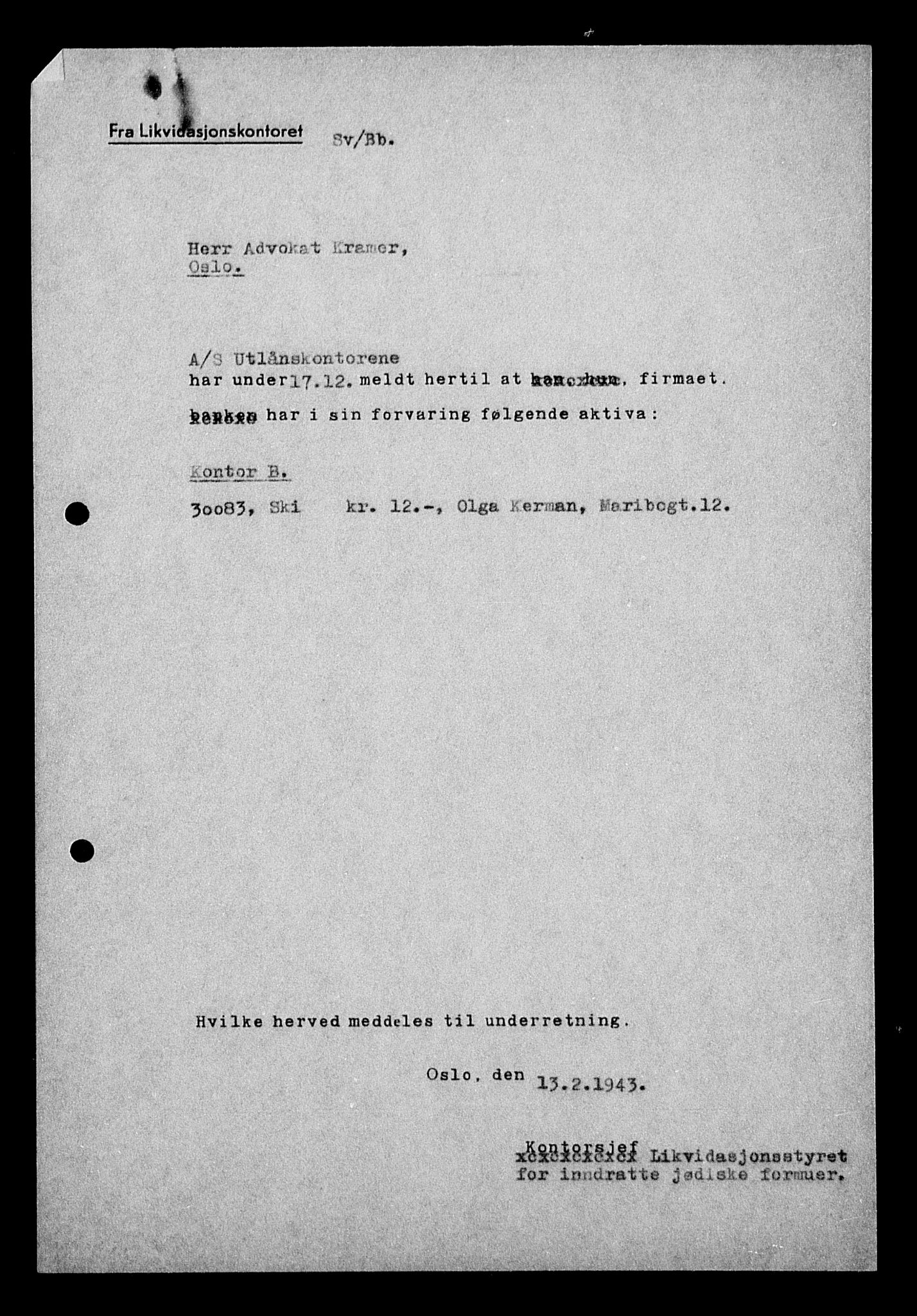 Justisdepartementet, Tilbakeføringskontoret for inndratte formuer, AV/RA-S-1564/H/Hc/Hcc/L0951: --, 1945-1947, s. 13