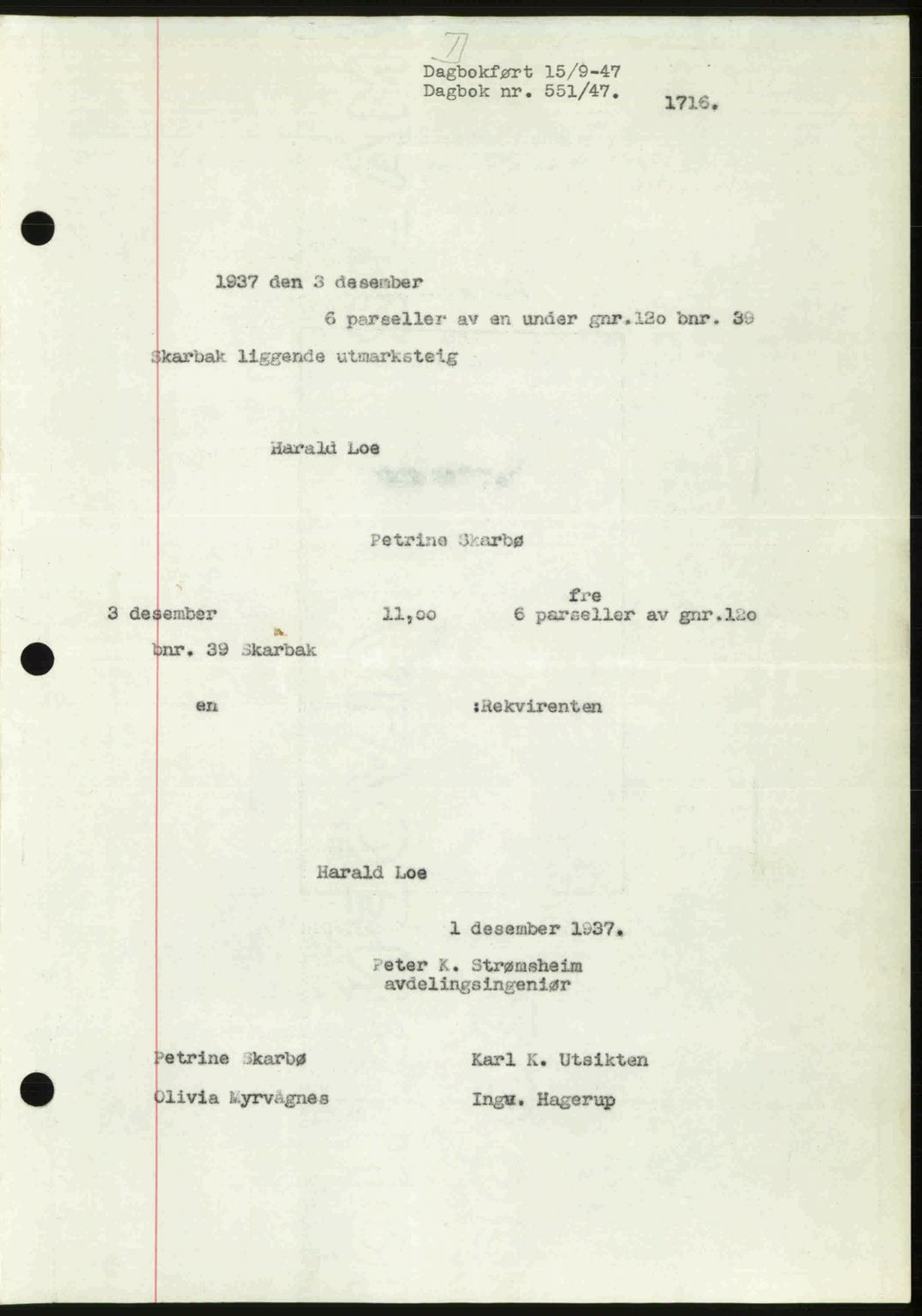 Ålesund byfogd, AV/SAT-A-4384: Pantebok nr. 37A (1), 1947-1949, Dagboknr: 551/1947