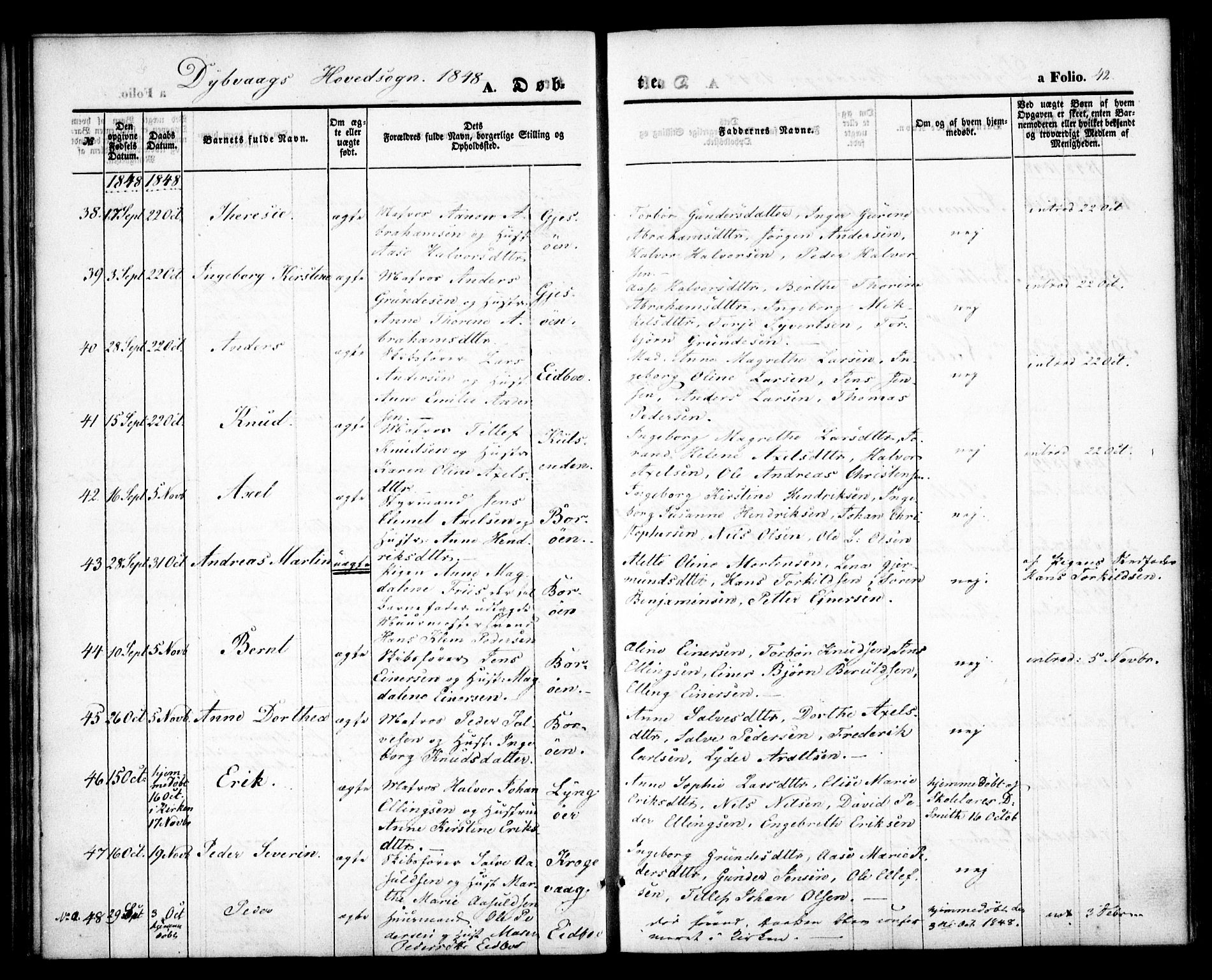 Dypvåg sokneprestkontor, AV/SAK-1111-0007/F/Fa/Faa/L0005: Ministerialbok nr. A 5, 1841-1854, s. 42