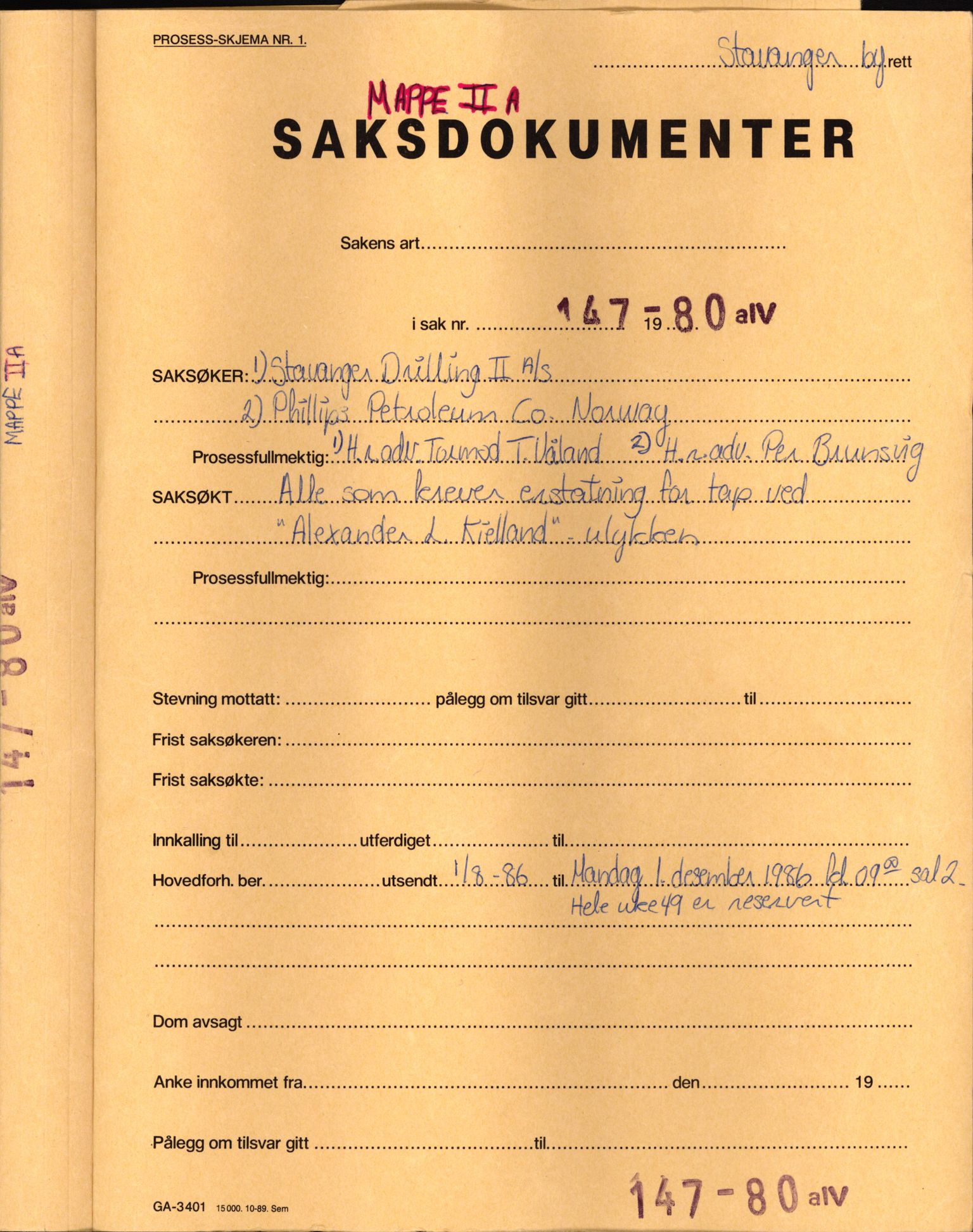 Stavanger byrett, SAST/A-100455/003/F/Fh/Fhb/L0039c: A IV sak nr 147, 1980, s. 1
