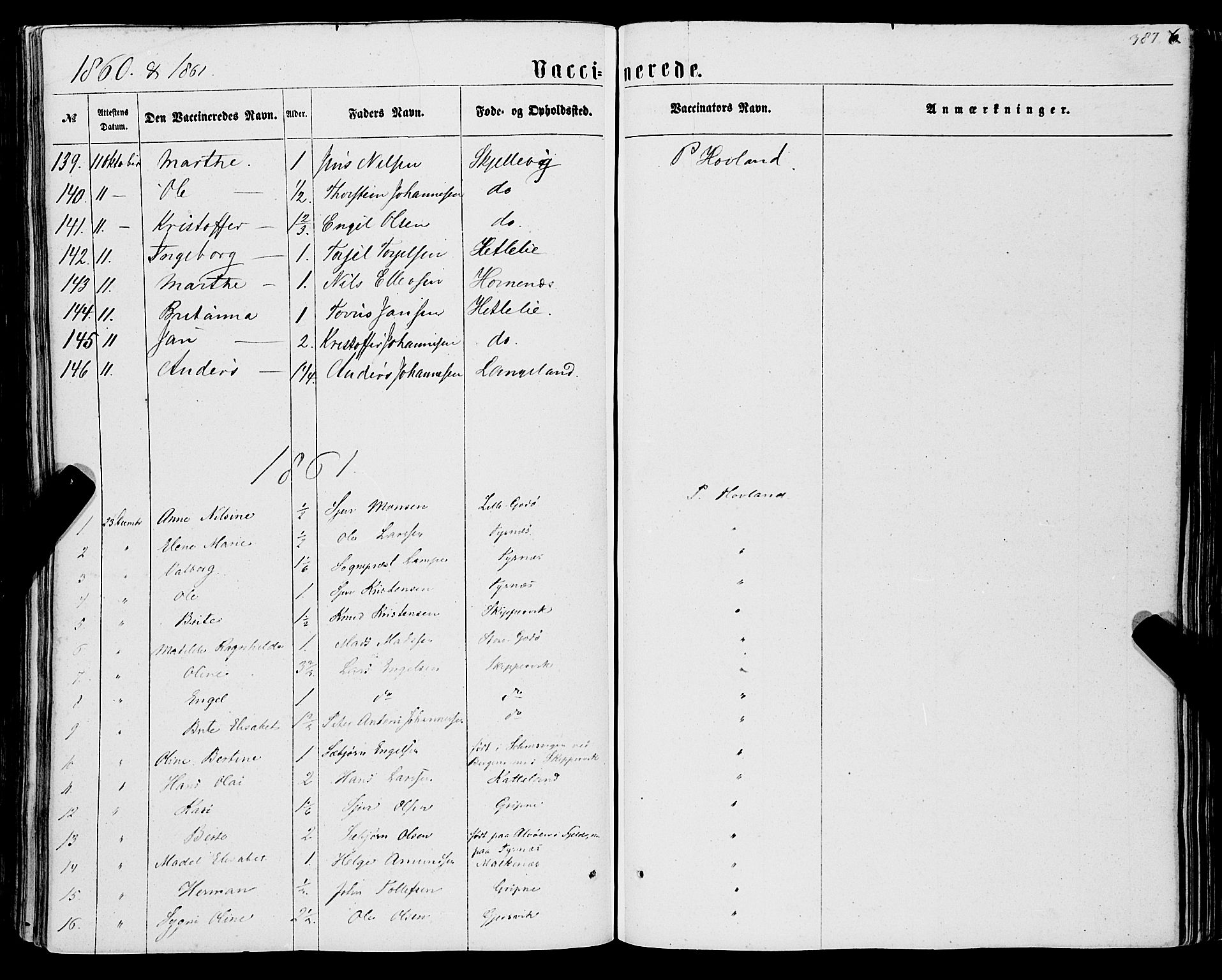 Tysnes sokneprestembete, SAB/A-78601/H/Haa: Ministerialbok nr. A 11, 1860-1871, s. 387