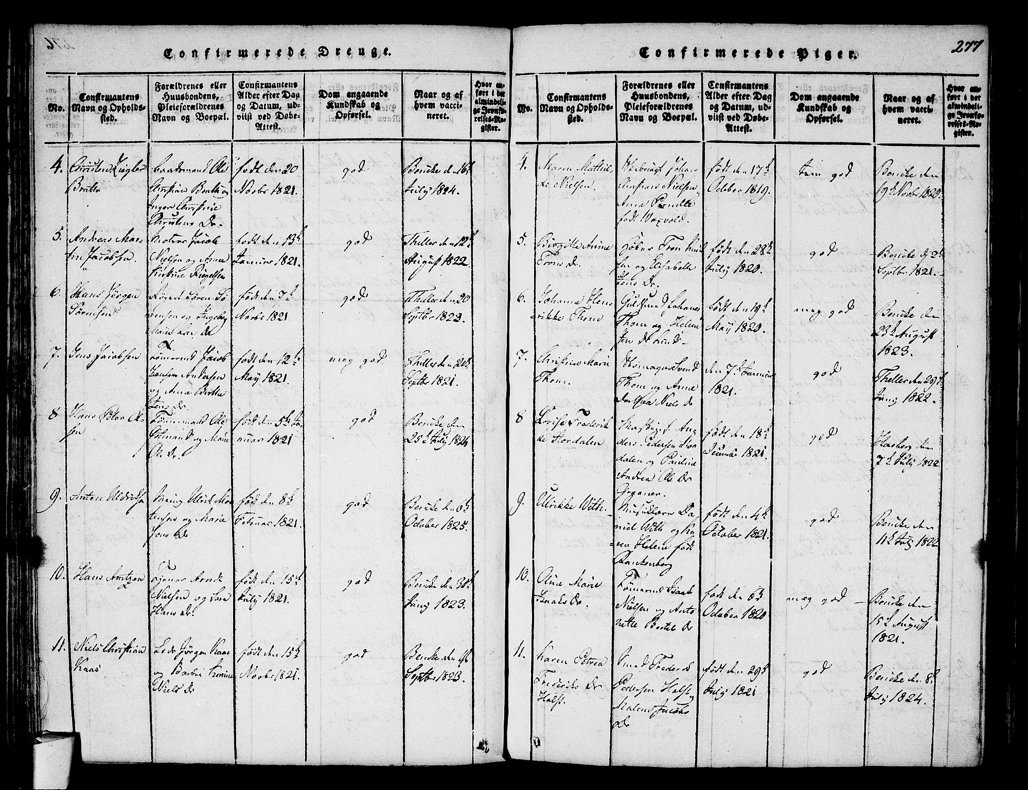 Stavern kirkebøker, AV/SAKO-A-318/F/Fa/L0006: Ministerialbok nr. 6, 1816-1839, s. 277