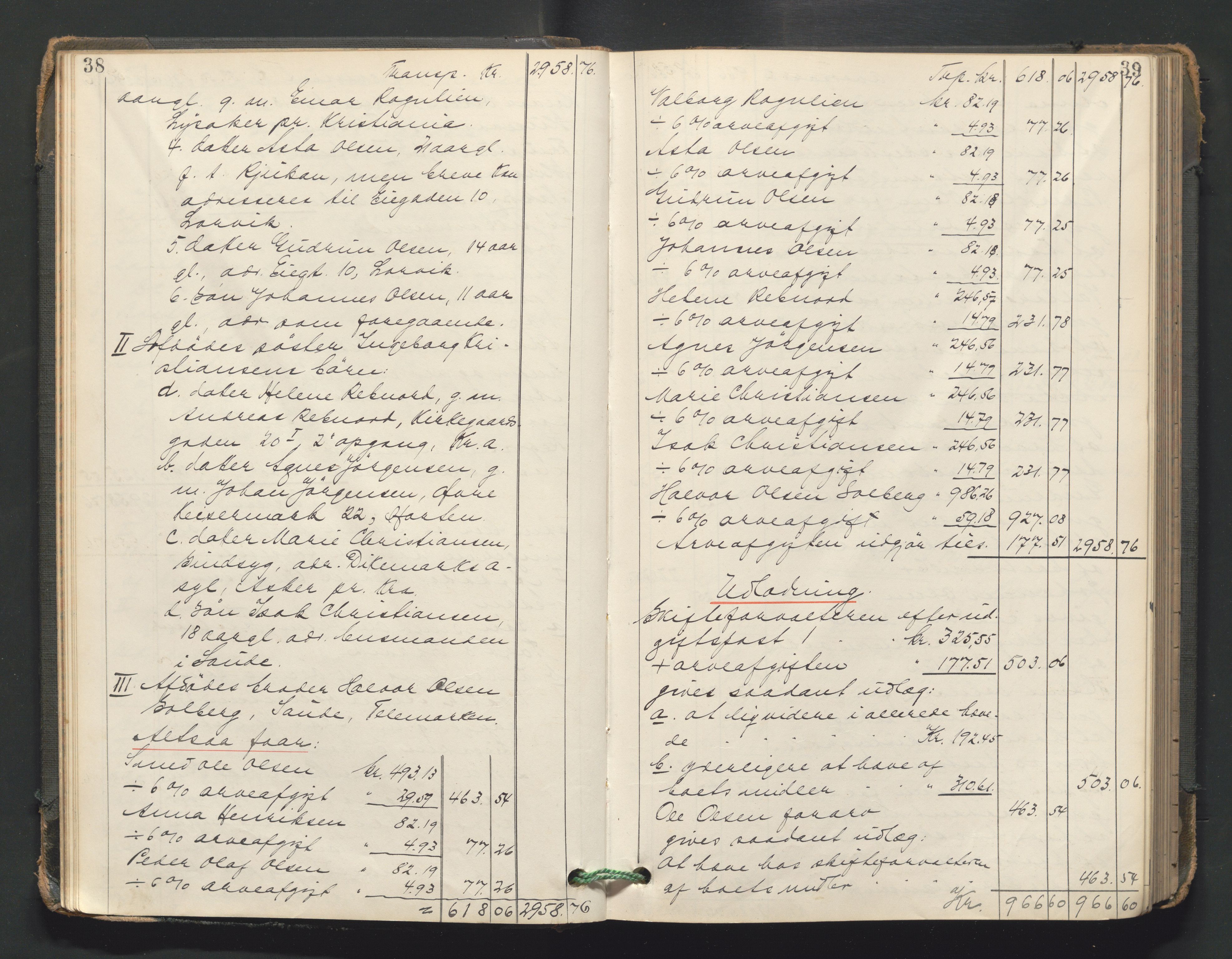 Skien byfogd, AV/SAKO-A-219/H/He/L0004: Skifteutlodningsprotokoll, 1915-1925, s. 38-39