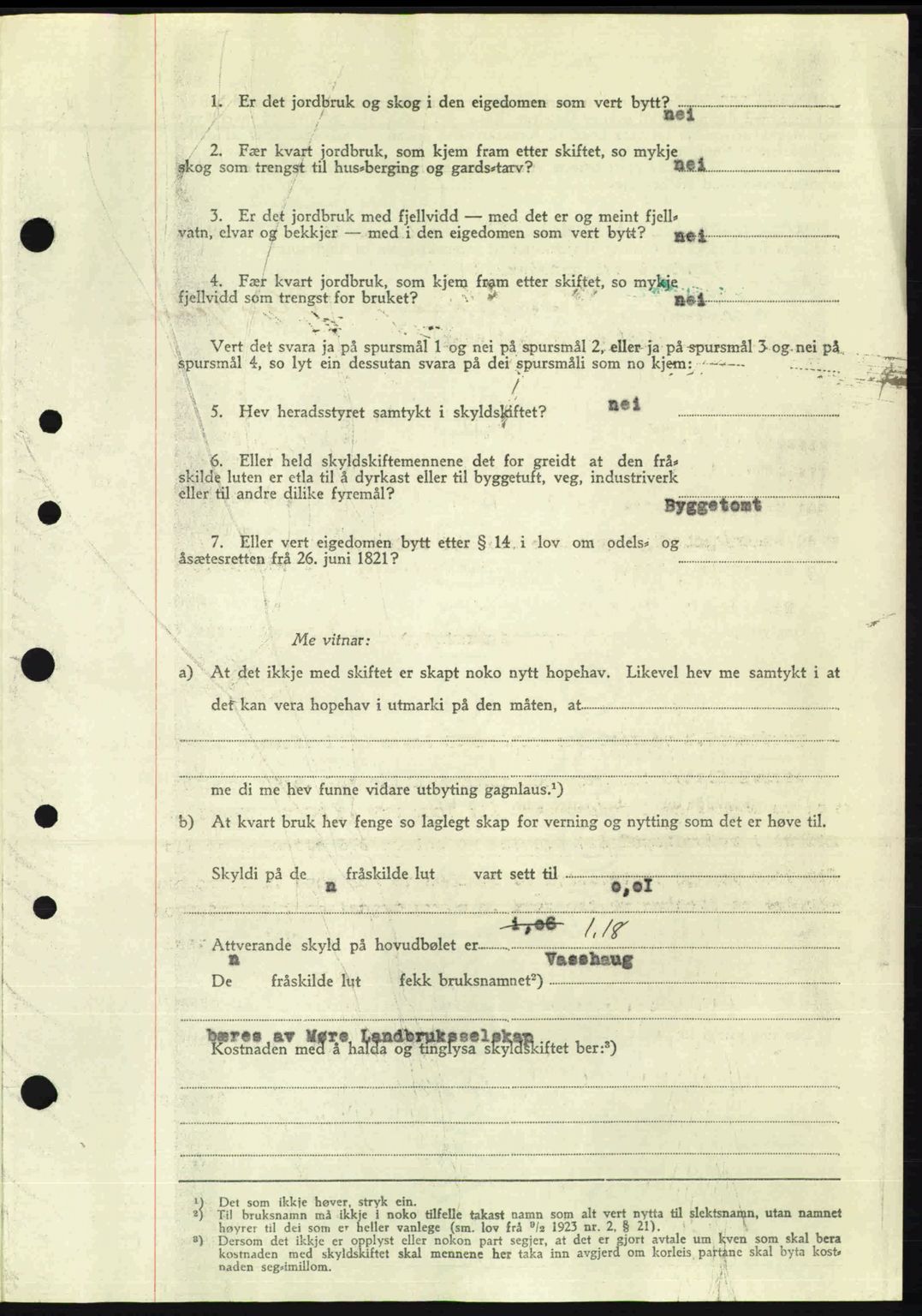 Nordre Sunnmøre sorenskriveri, AV/SAT-A-0006/1/2/2C/2Ca: Pantebok nr. A23, 1946-1947, Dagboknr: 1944/1946