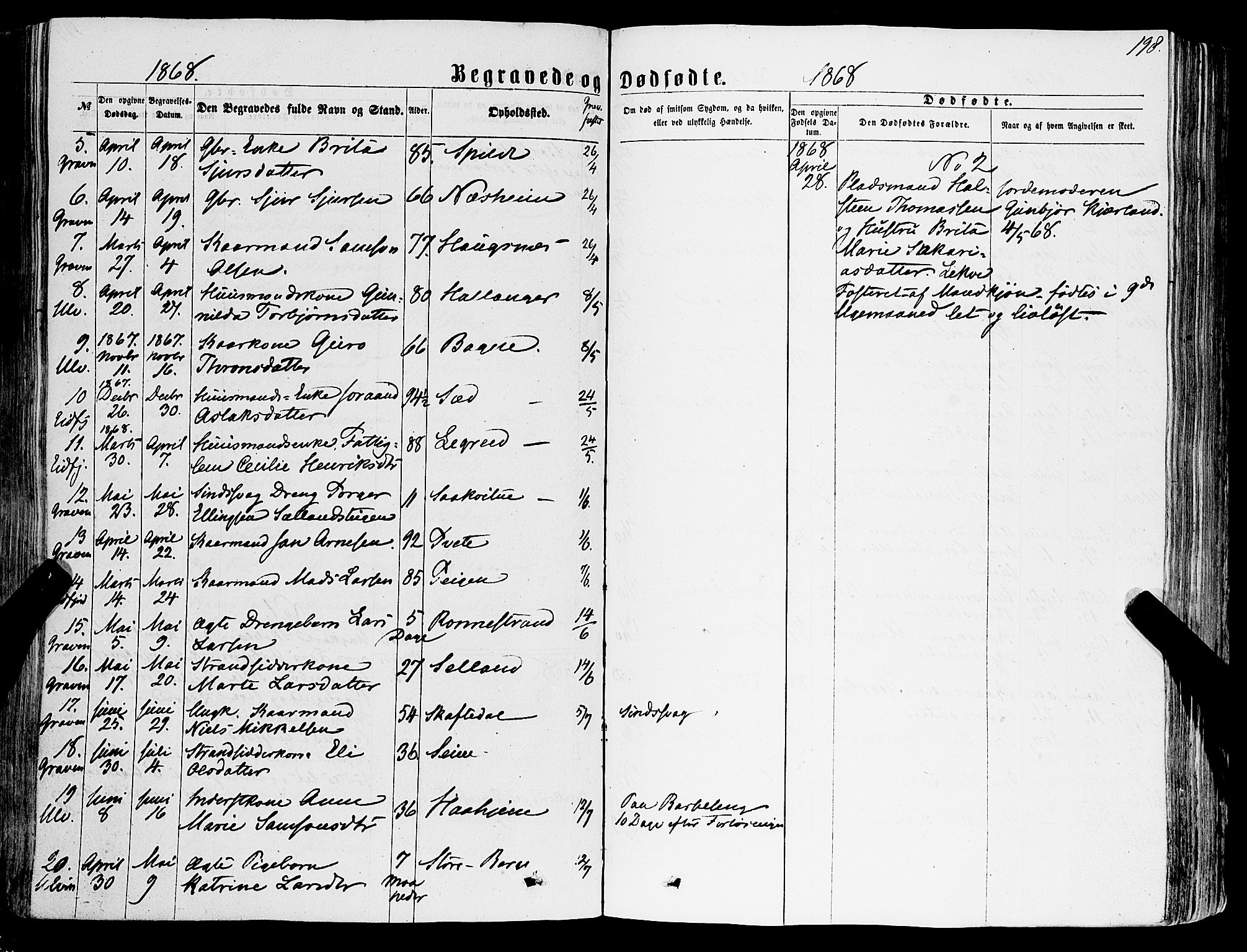 Ulvik sokneprestembete, AV/SAB-A-78801/H/Haa: Ministerialbok nr. A 15, 1864-1878, s. 198