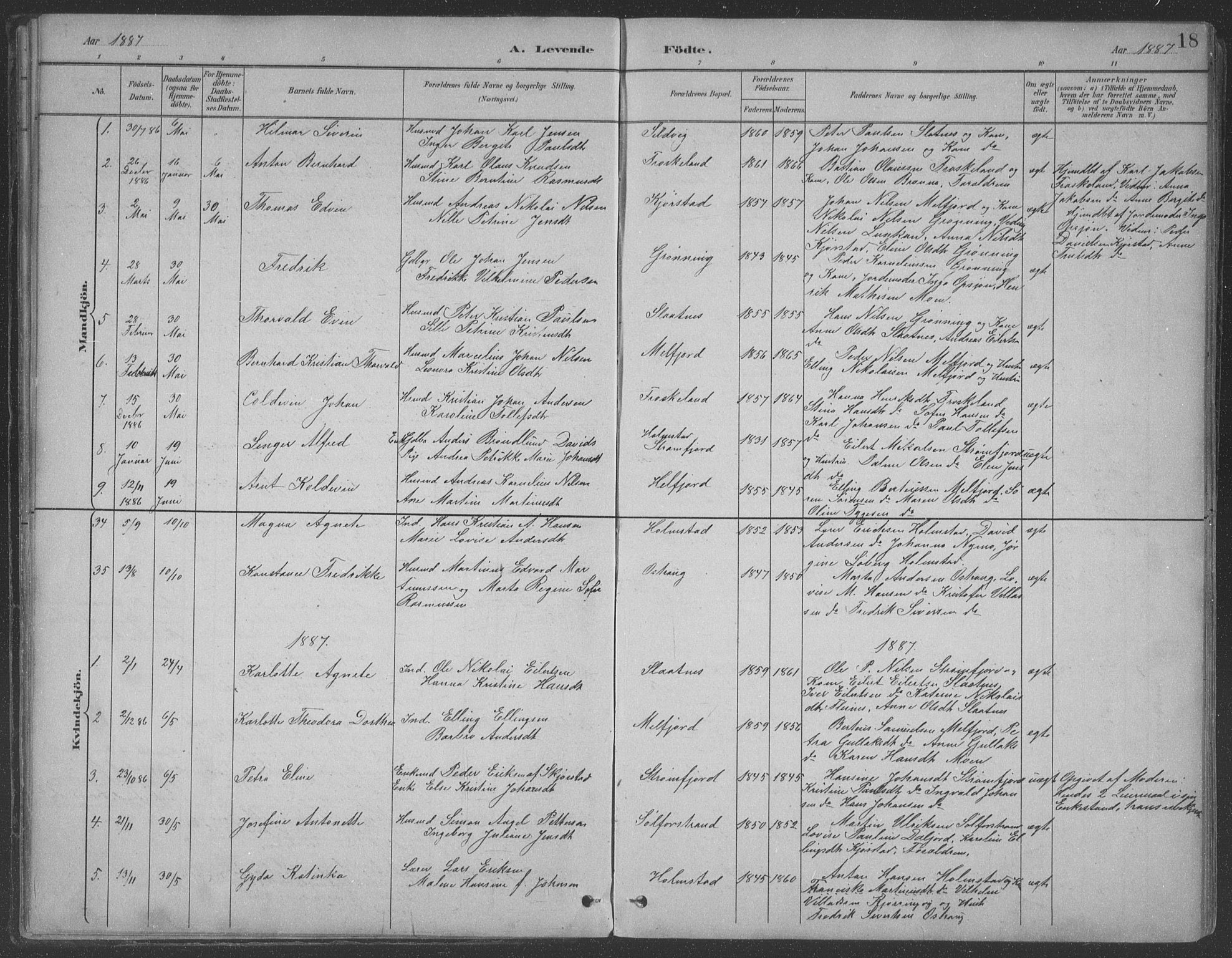 Ministerialprotokoller, klokkerbøker og fødselsregistre - Nordland, SAT/A-1459/890/L1290: Klokkerbok nr. 890C01, 1882-1911, s. 18