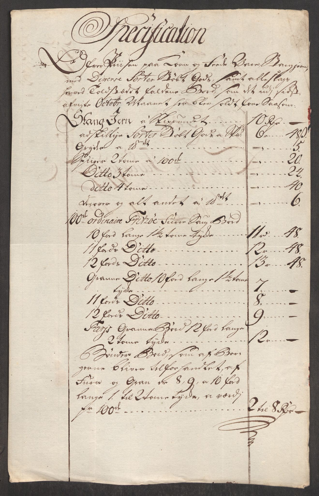 Rentekammeret inntil 1814, Realistisk ordnet avdeling, AV/RA-EA-4070/Oe/L0001: [Ø1]: Priskuranter, 1712-1739, s. 558