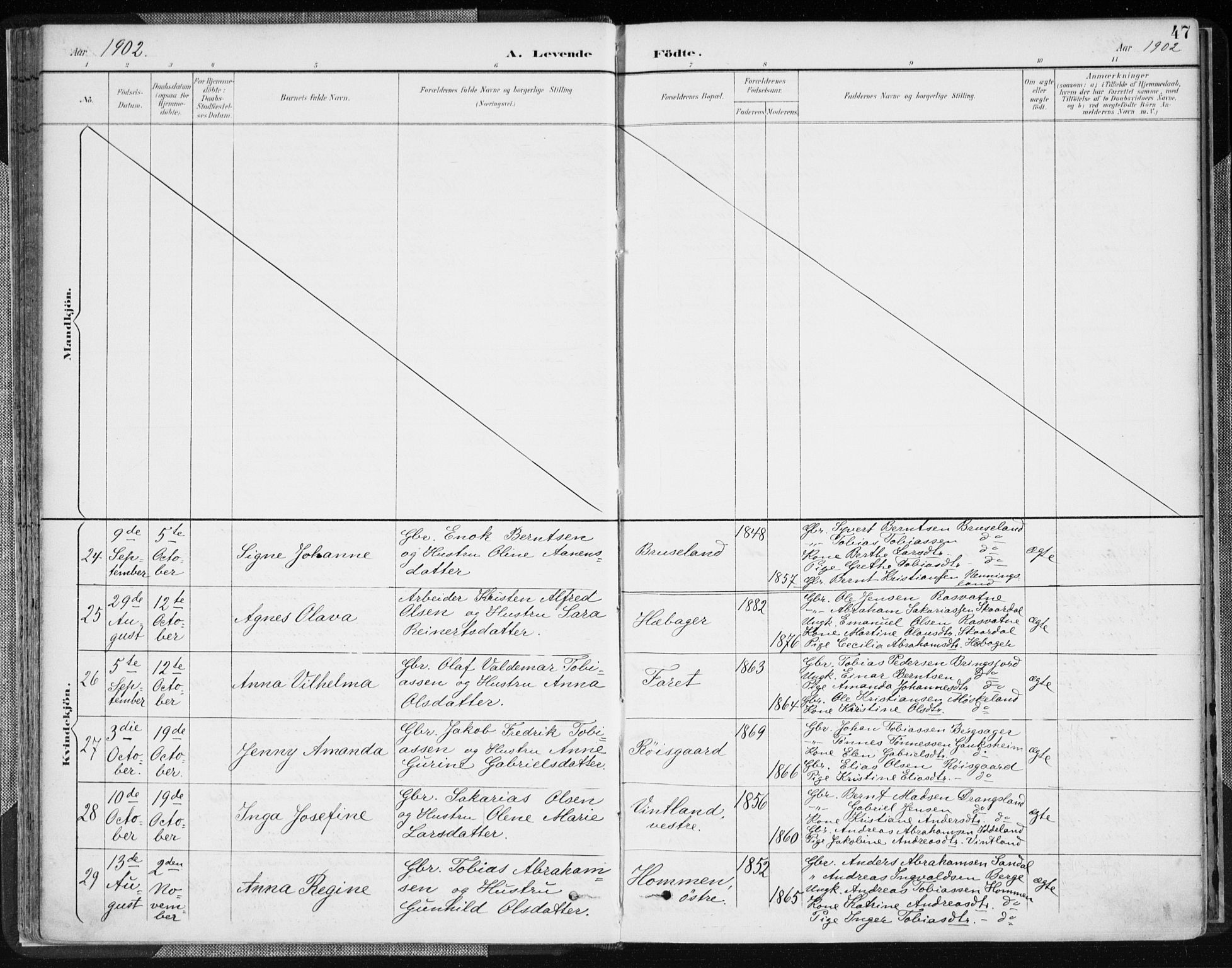 Lyngdal sokneprestkontor, AV/SAK-1111-0029/F/Fa/Fac/L0012: Ministerialbok nr. A 12, 1894-1918, s. 47