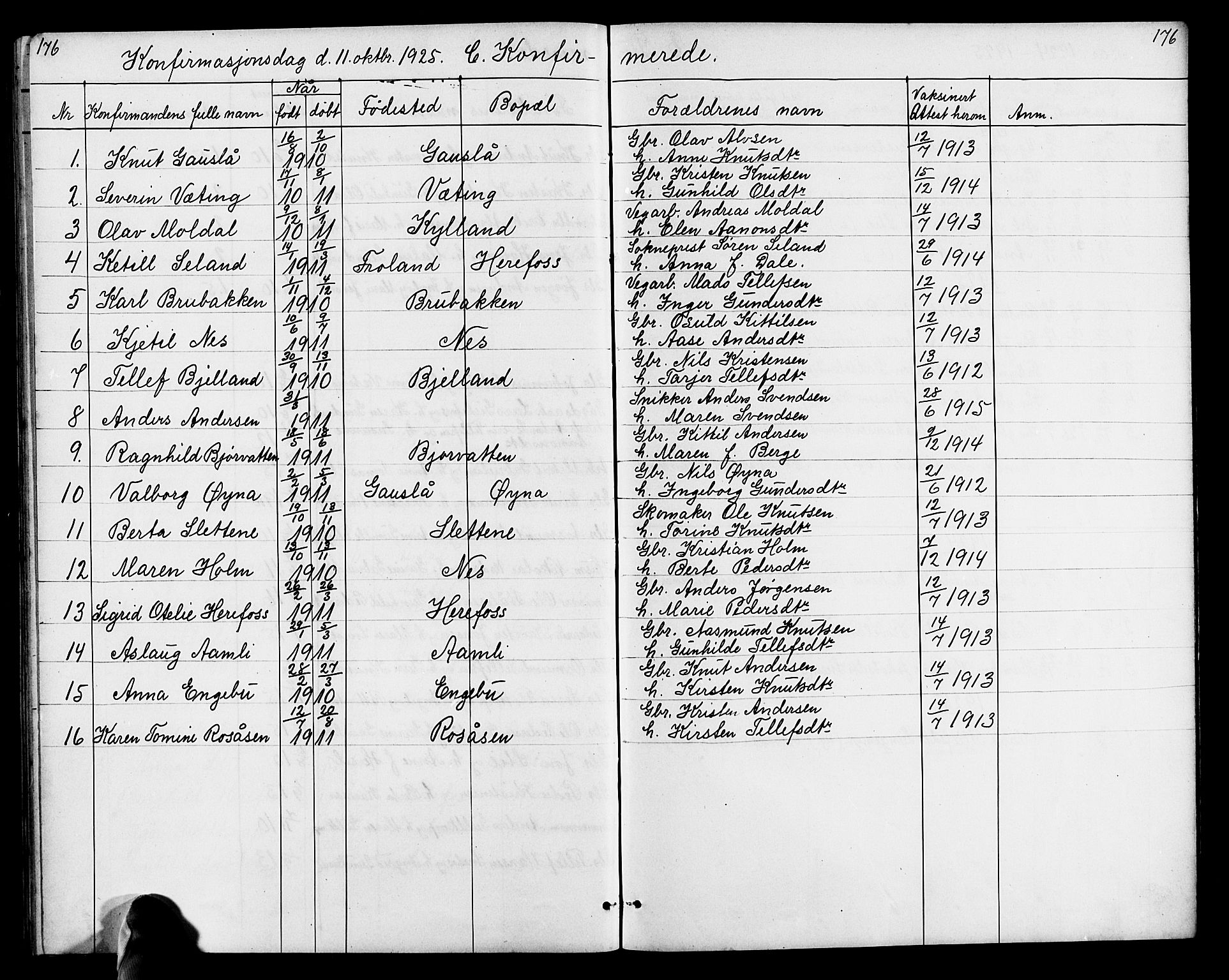 Herefoss sokneprestkontor, AV/SAK-1111-0019/F/Fb/Fba/L0003: Klokkerbok nr. B 3, 1887-1925, s. 176