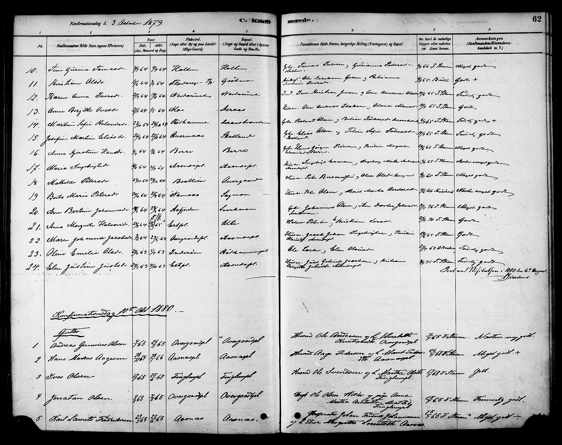 Ministerialprotokoller, klokkerbøker og fødselsregistre - Nord-Trøndelag, SAT/A-1458/742/L0408: Ministerialbok nr. 742A01, 1878-1890, s. 62