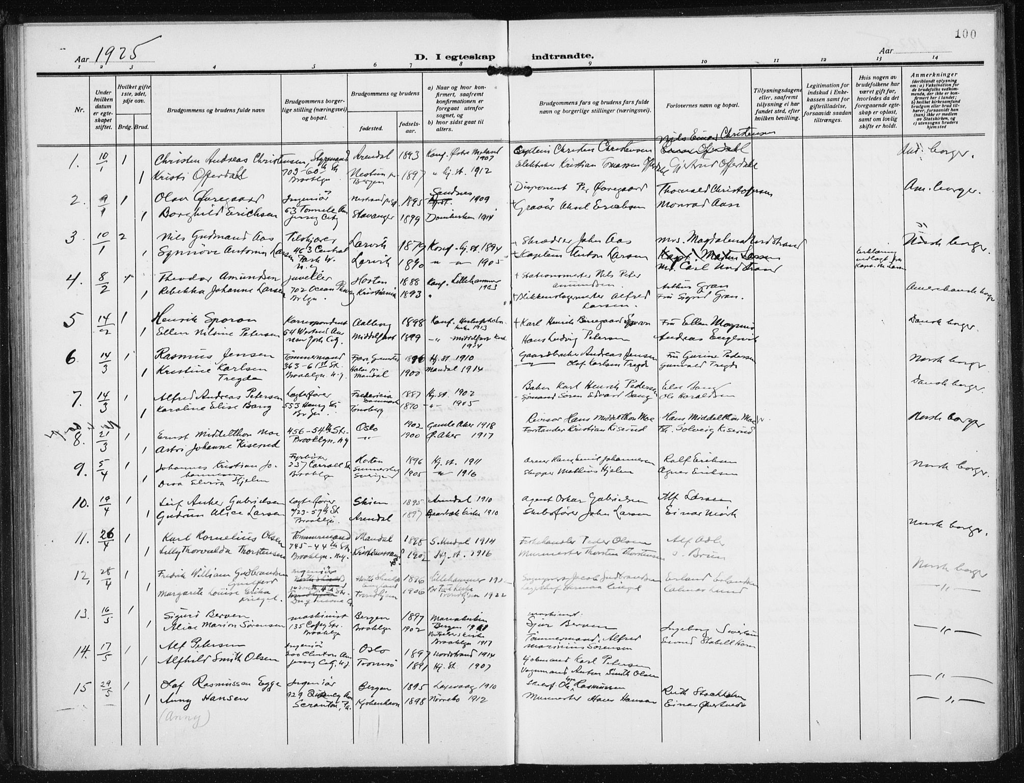 Den norske sjømannsmisjon i utlandet/New York, AV/SAB-SAB/PA-0110/H/Ha/L0008: Ministerialbok nr. A 8, 1923-1935, s. 100