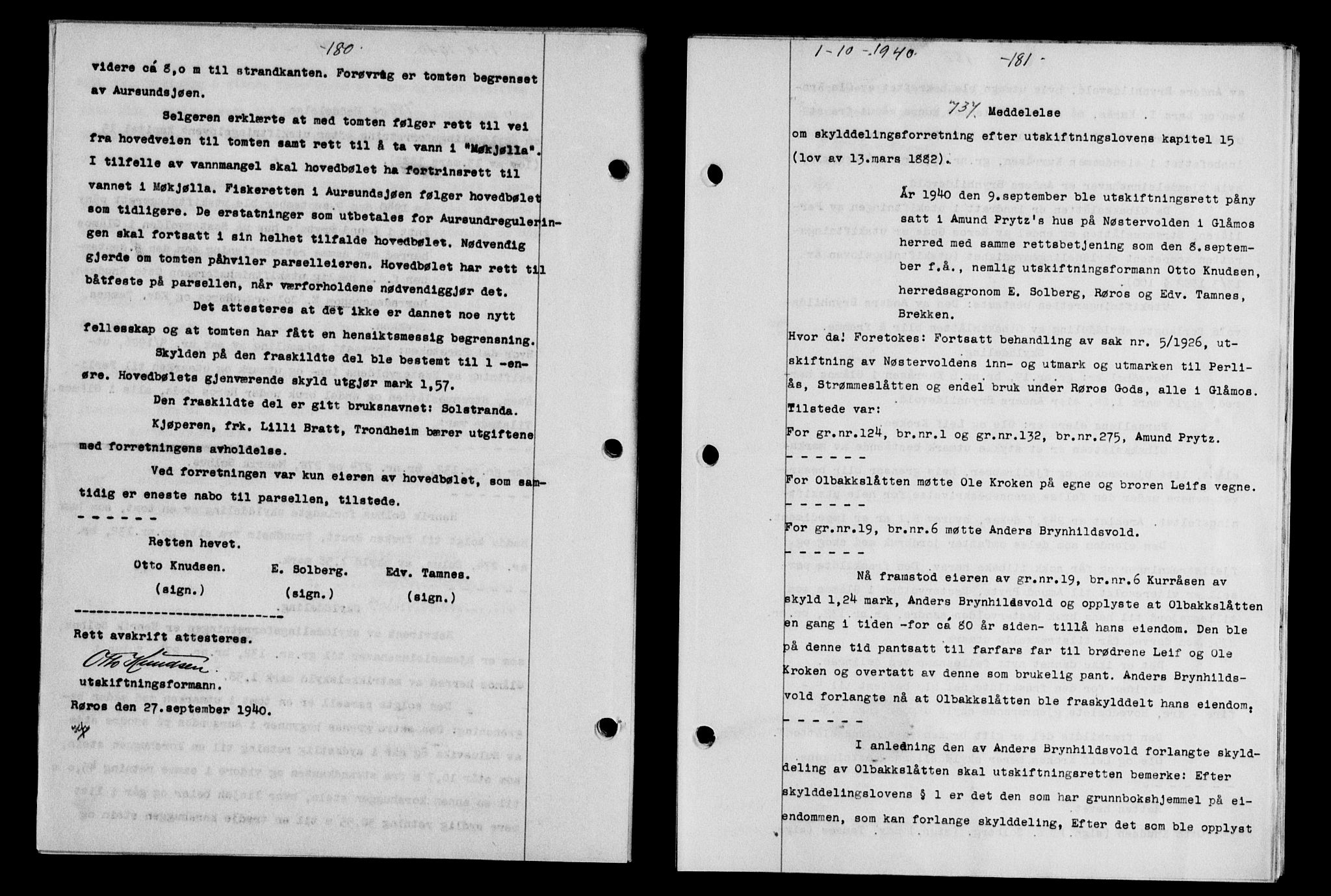 Gauldal sorenskriveri, SAT/A-0014/1/2/2C/L0052: Pantebok nr. 57, 1940-1941, Dagboknr: 737/1940