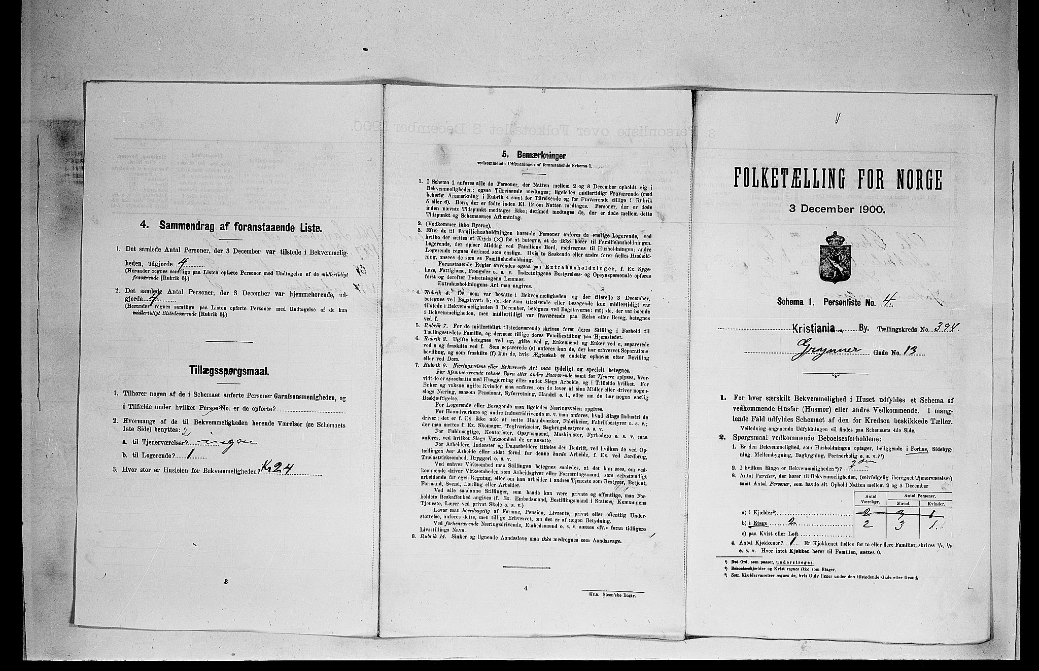 SAO, Folketelling 1900 for 0301 Kristiania kjøpstad, 1900, s. 29090