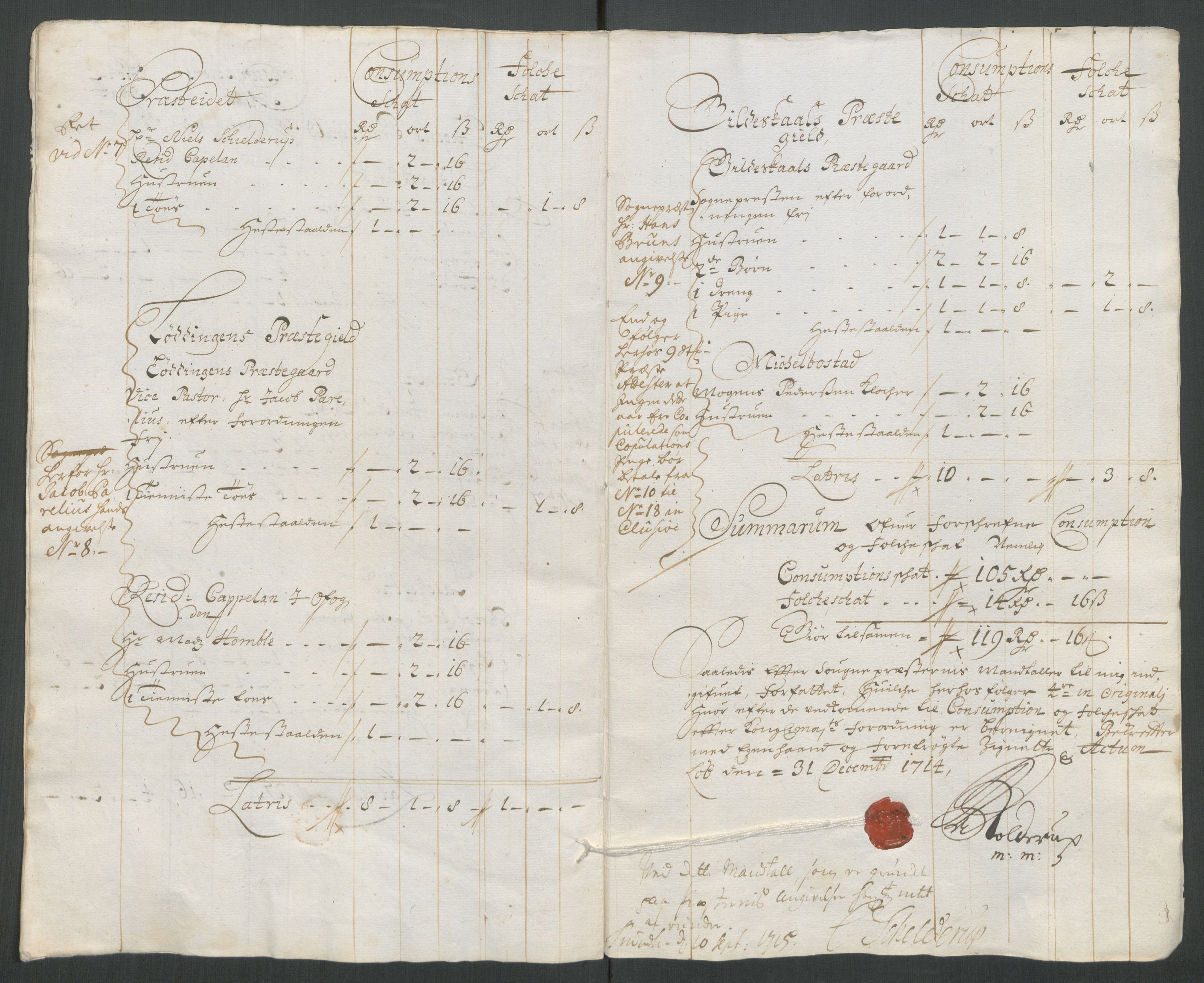 Rentekammeret inntil 1814, Reviderte regnskaper, Fogderegnskap, AV/RA-EA-4092/R66/L4584: Fogderegnskap Salten, 1714, s. 91